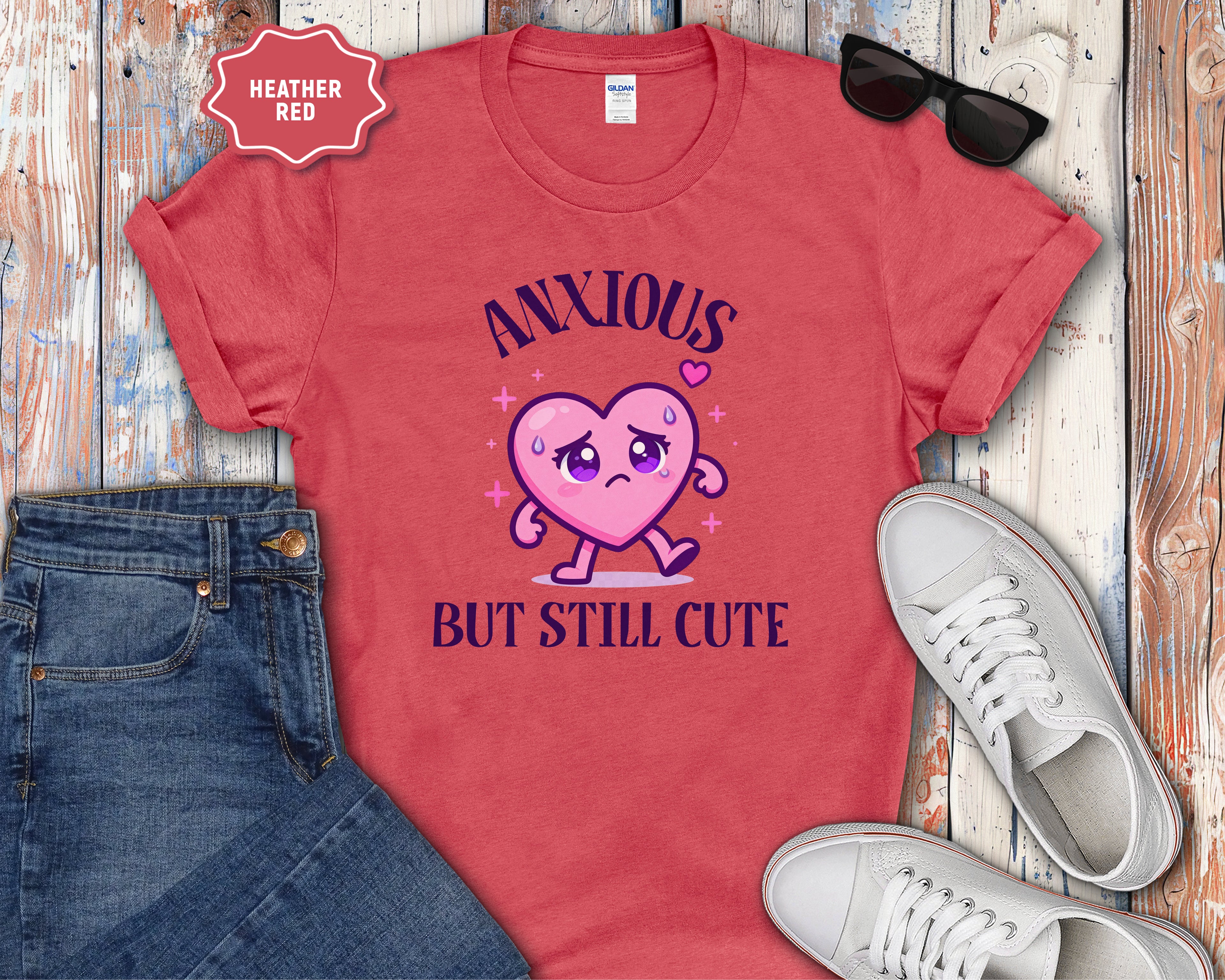 Anxious But Still Cute heart illustration T-Shirt