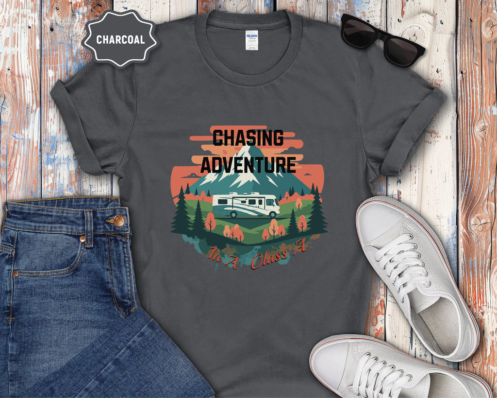 Retro Class A RV Camper Chasing Adventure T-Shirt