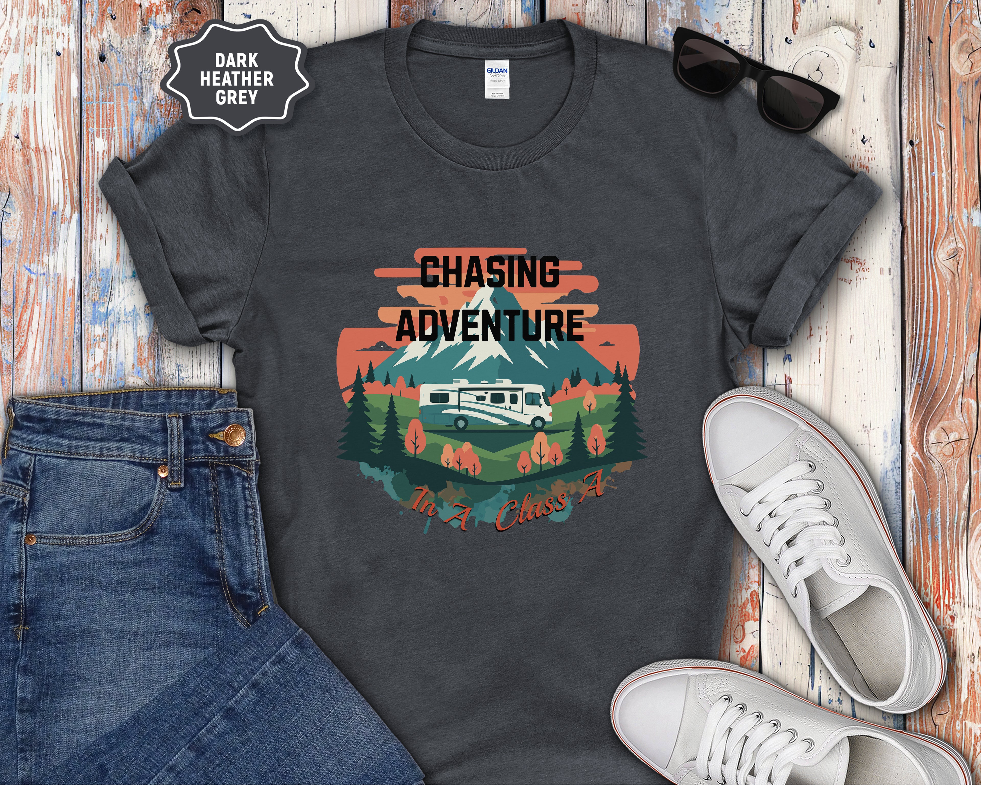 Retro Class A RV Camper Chasing Adventure T-Shirt