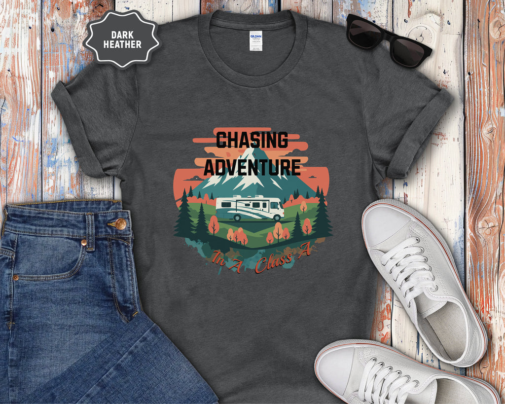 Retro Class A RV Camper Chasing Adventure T-Shirt