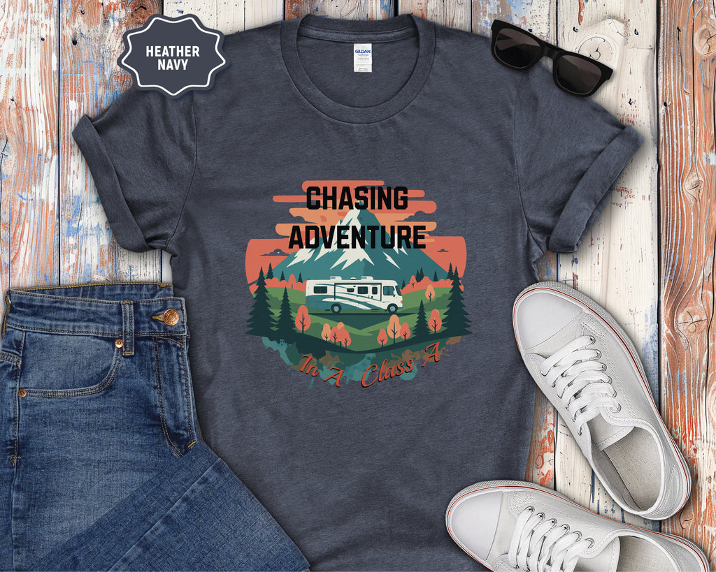 Retro Class A RV Camper Chasing Adventure T-Shirt