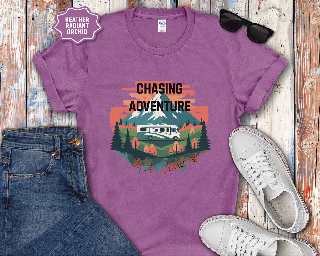 Retro Class A RV Camper Chasing Adventure T-Shirt