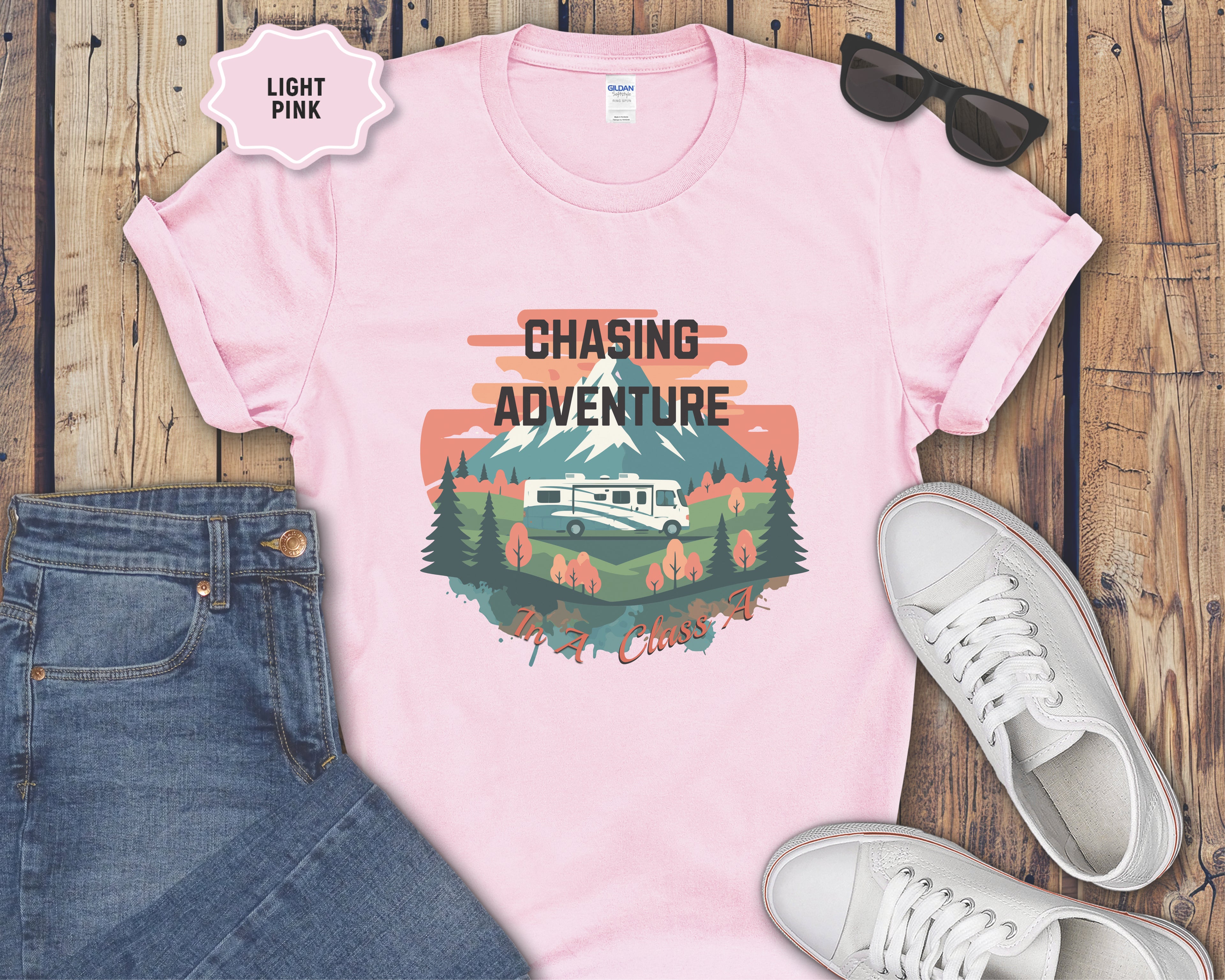 Retro Class A RV Camper Chasing Adventure T-Shirt