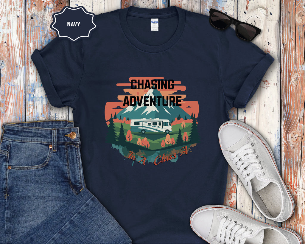 Retro Class A RV Camper Chasing Adventure T-Shirt
