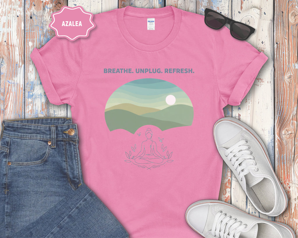 Breath. Unplug. Refresh. Mountain Graphic T-Shirt