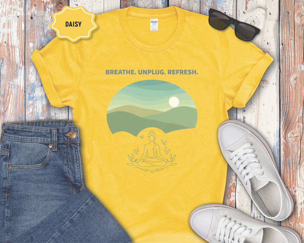 Breath. Unplug. Refresh. Mountain Graphic T-Shirt
