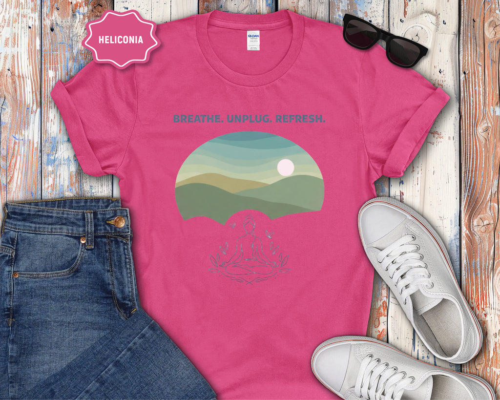 Breath. Unplug. Refresh. Mountain Graphic T-Shirt