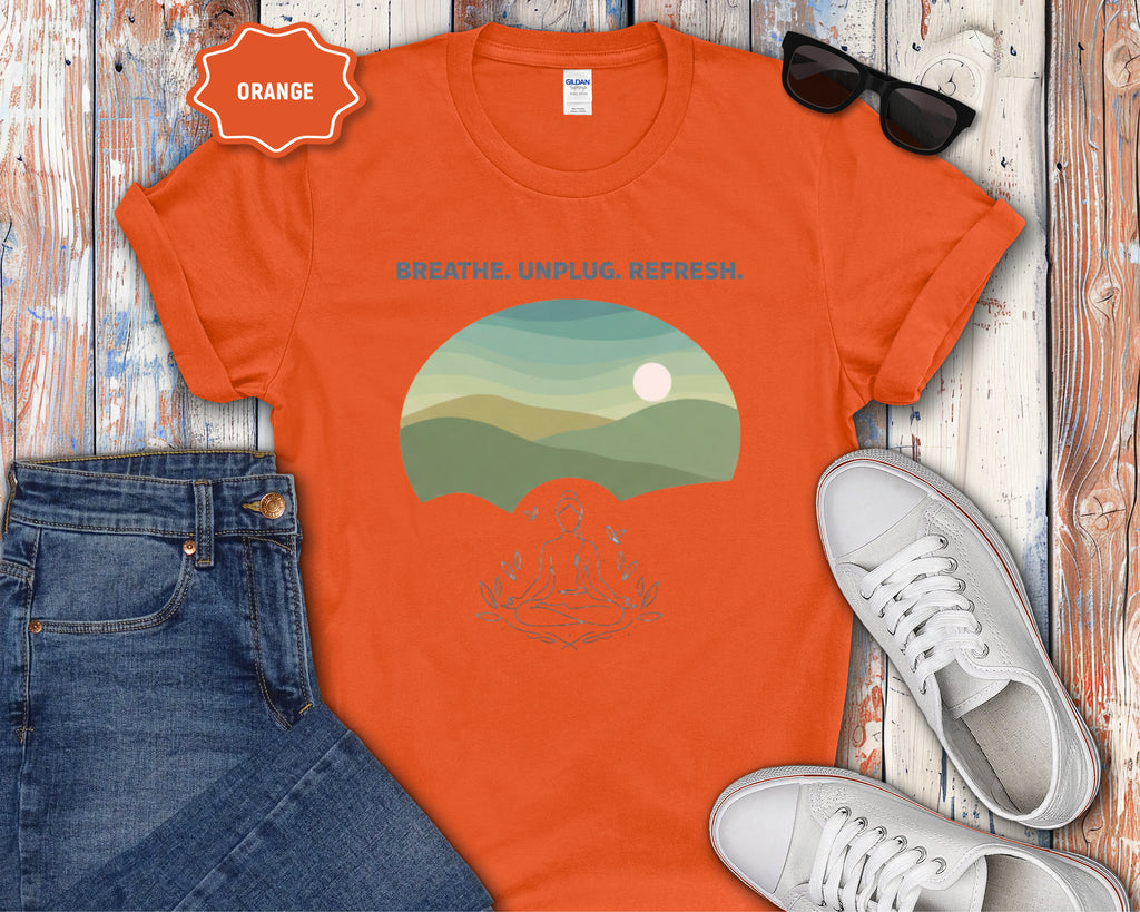 Breath. Unplug. Refresh. Mountain Graphic T-Shirt