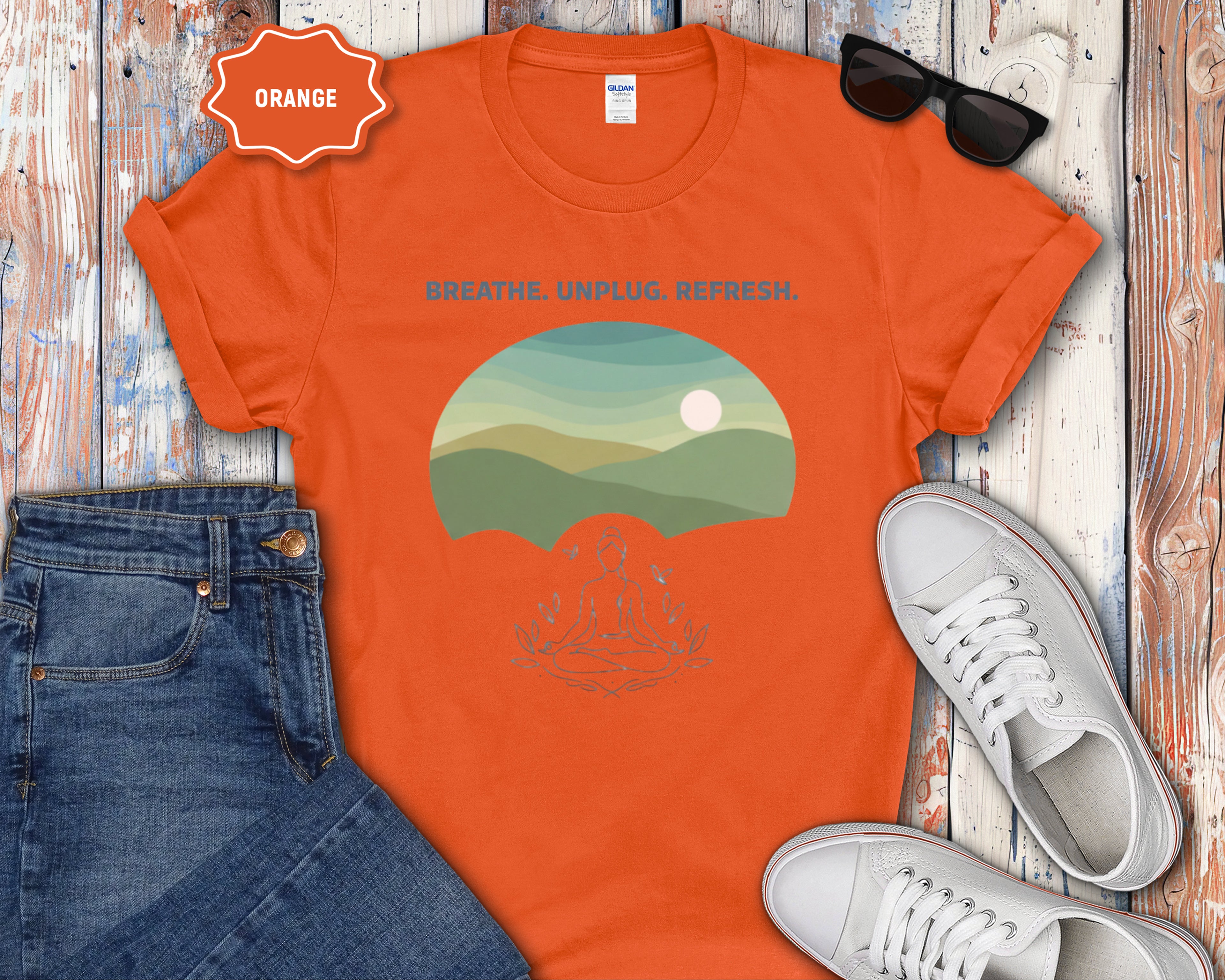 Breath. Unplug. Refresh. Mountain Graphic T-Shirt
