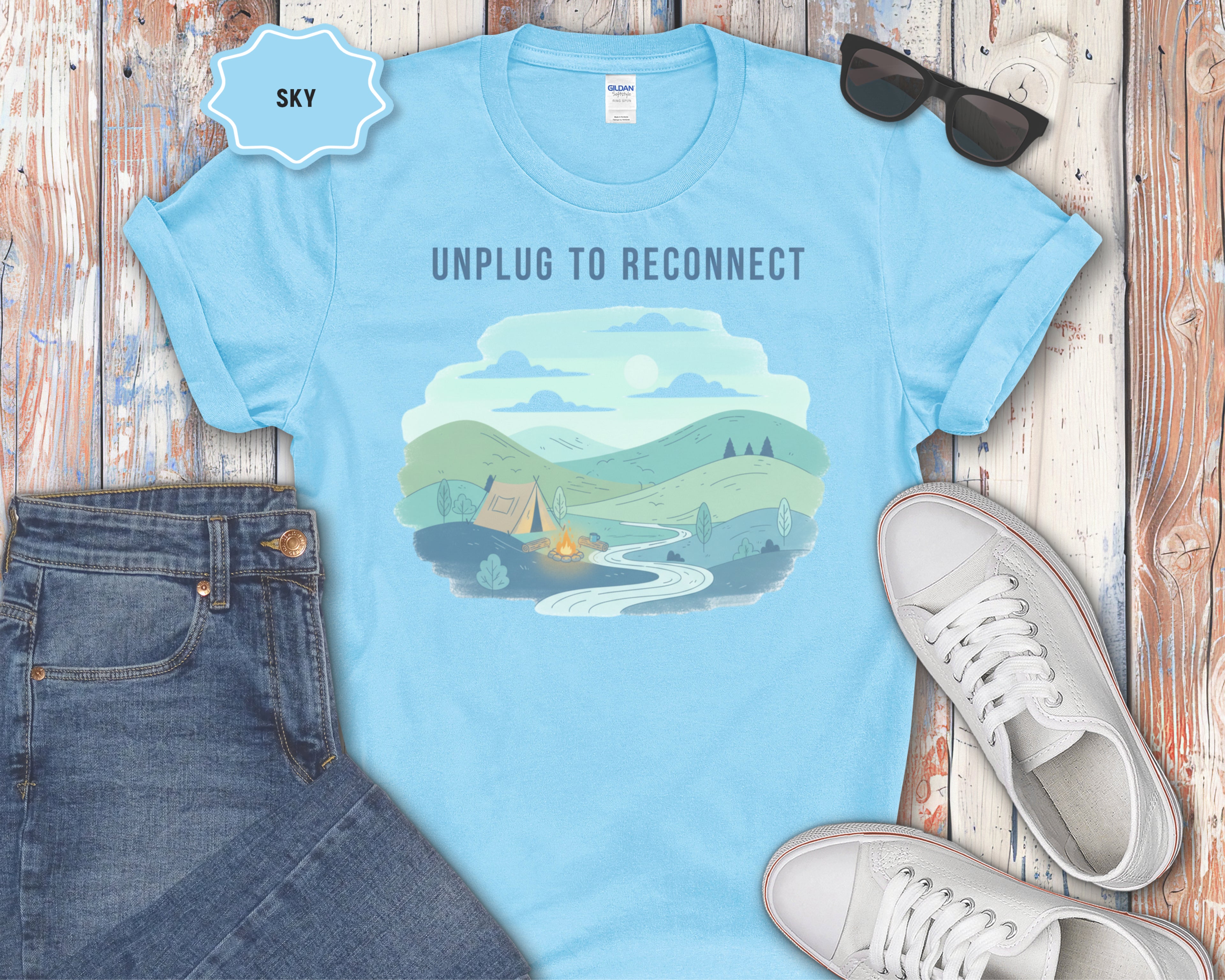 Unplug to Reconnect Camping T-Shirt
