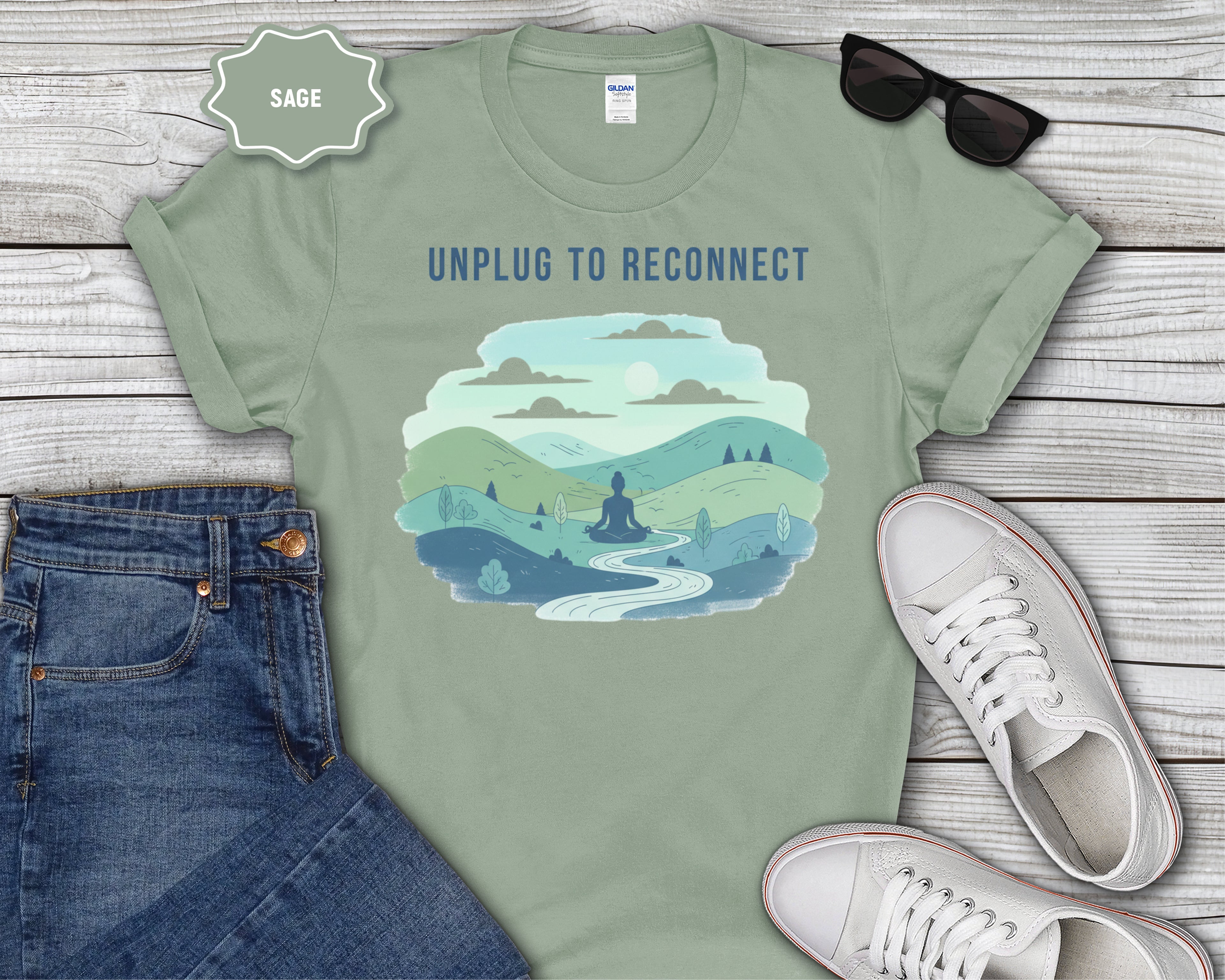 "Unplug to Reconnect" Mindfulness Tee