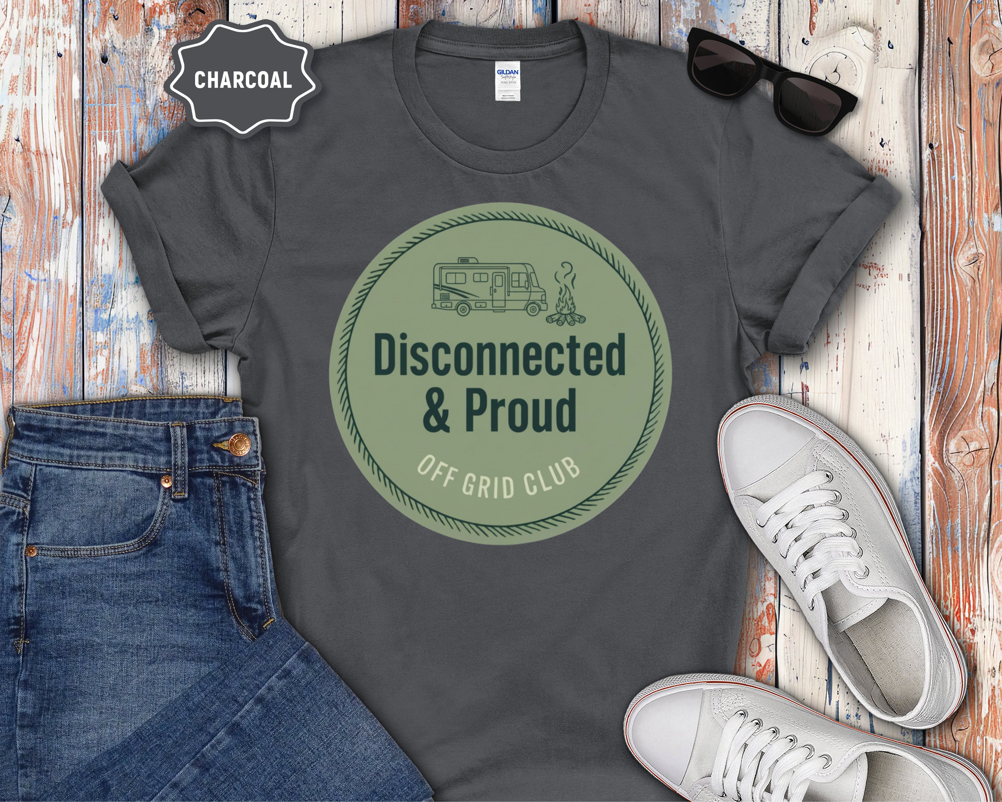 T‑Shirt — Disconnected & Proud Off Grid Club Graphic Tee