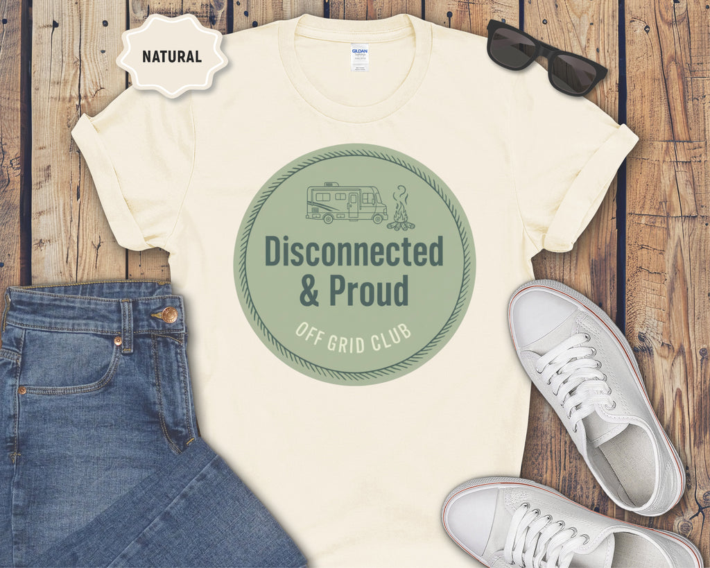 T‑Shirt — Disconnected & Proud Off Grid Club Graphic Tee