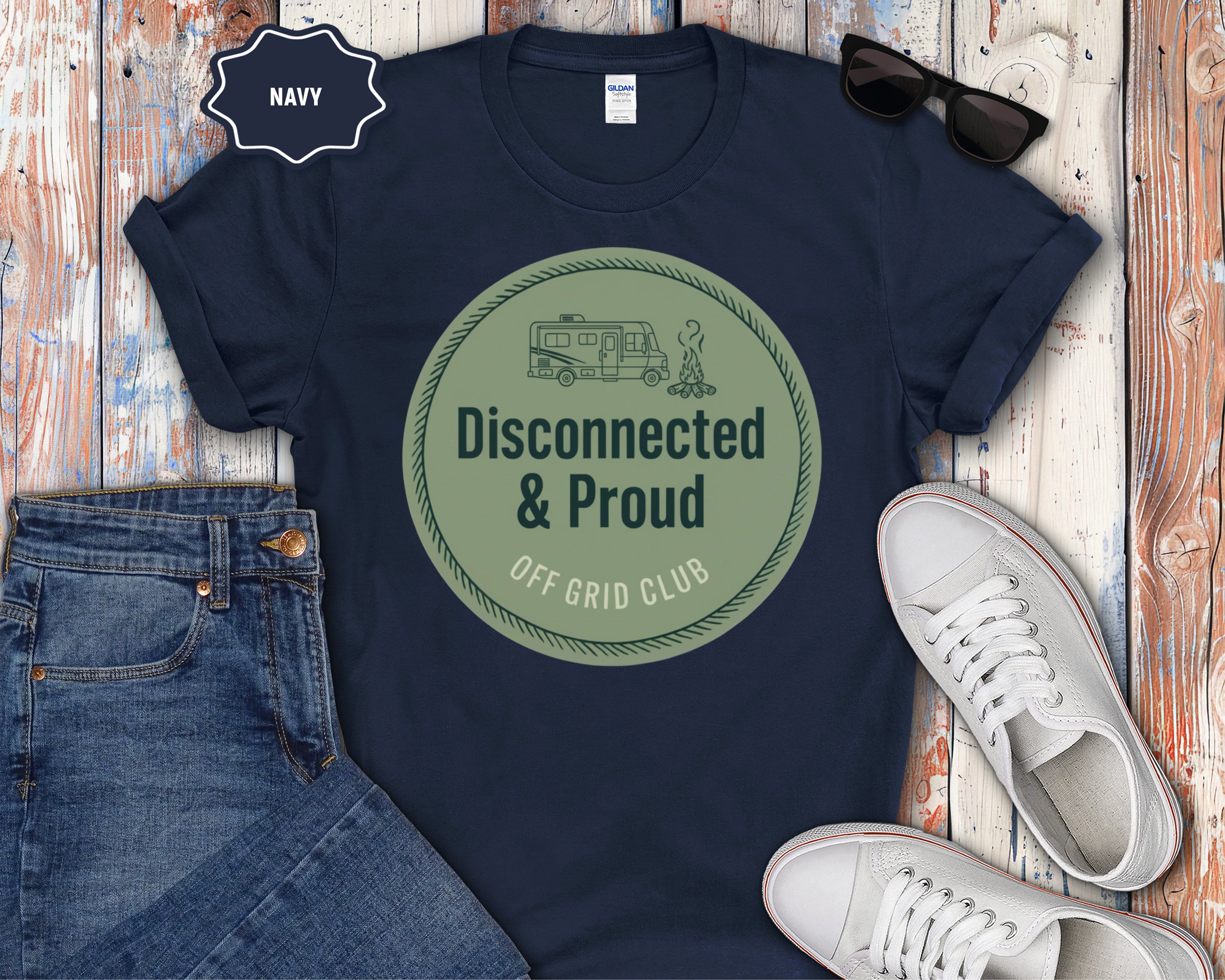 T‑Shirt — Disconnected & Proud Off Grid Club Graphic Tee