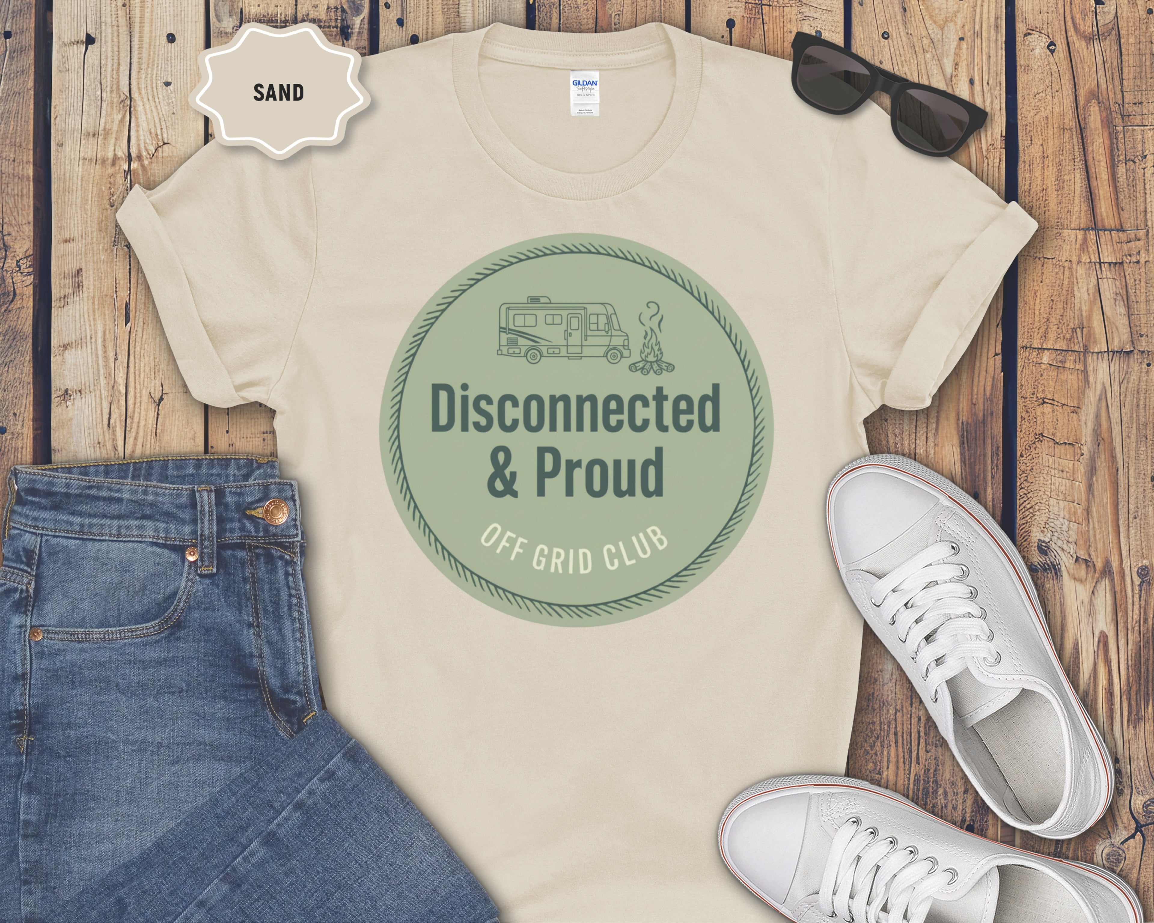 T‑Shirt — Disconnected & Proud Off Grid Club Graphic Tee