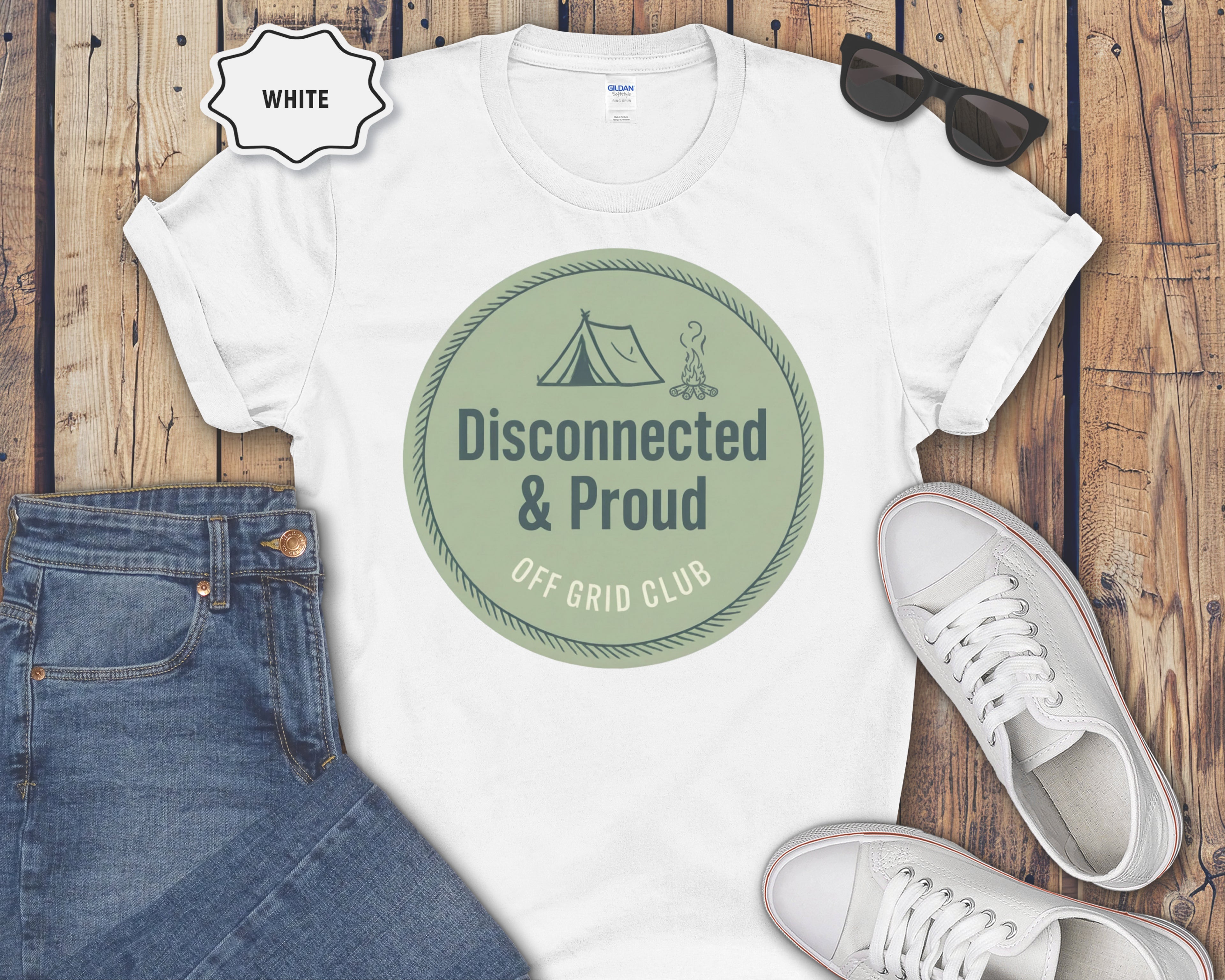 "Disconnected & Proud" Off-Grid Club Camping Tee