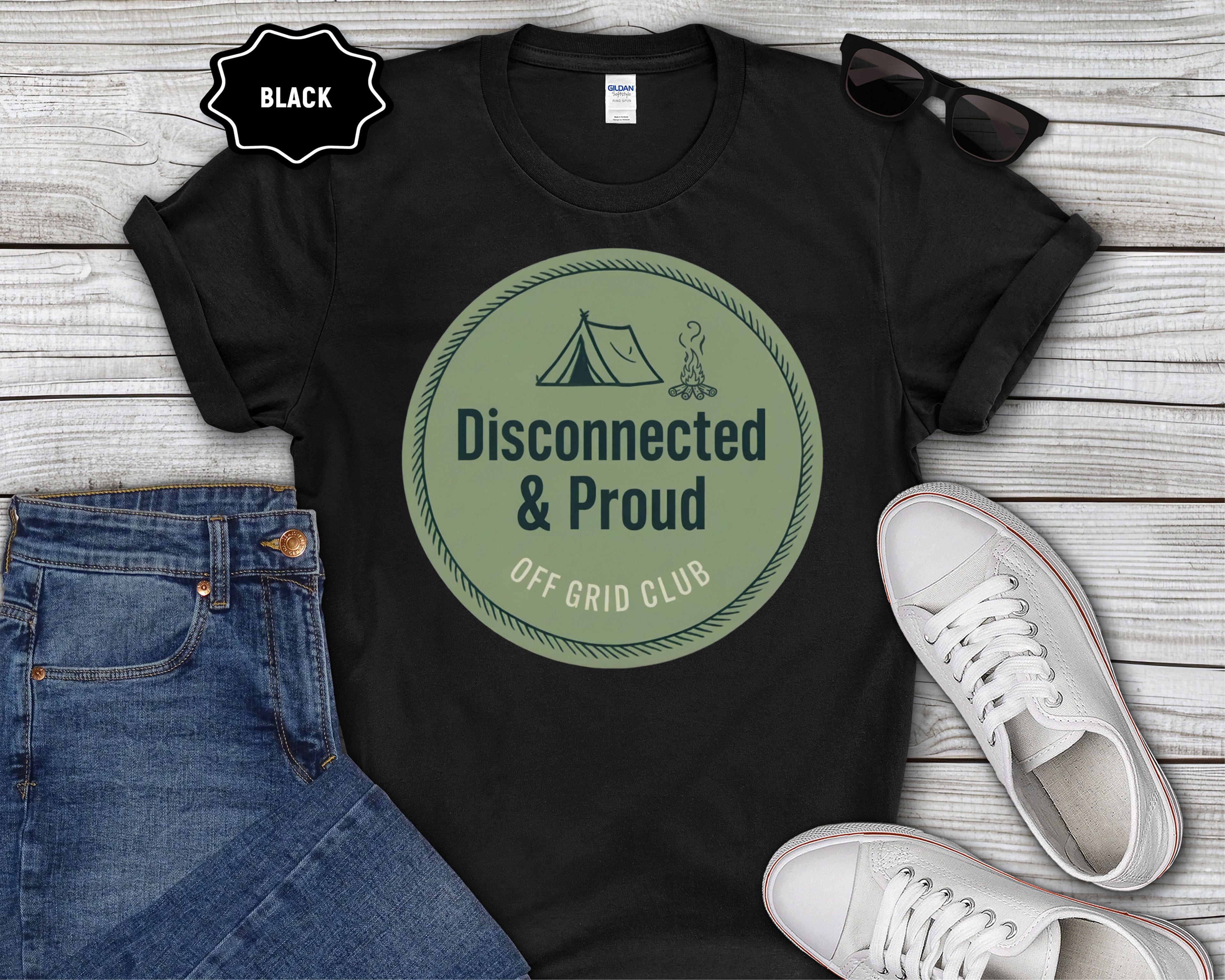 "Disconnected & Proud" Off-Grid Club Camping Tee