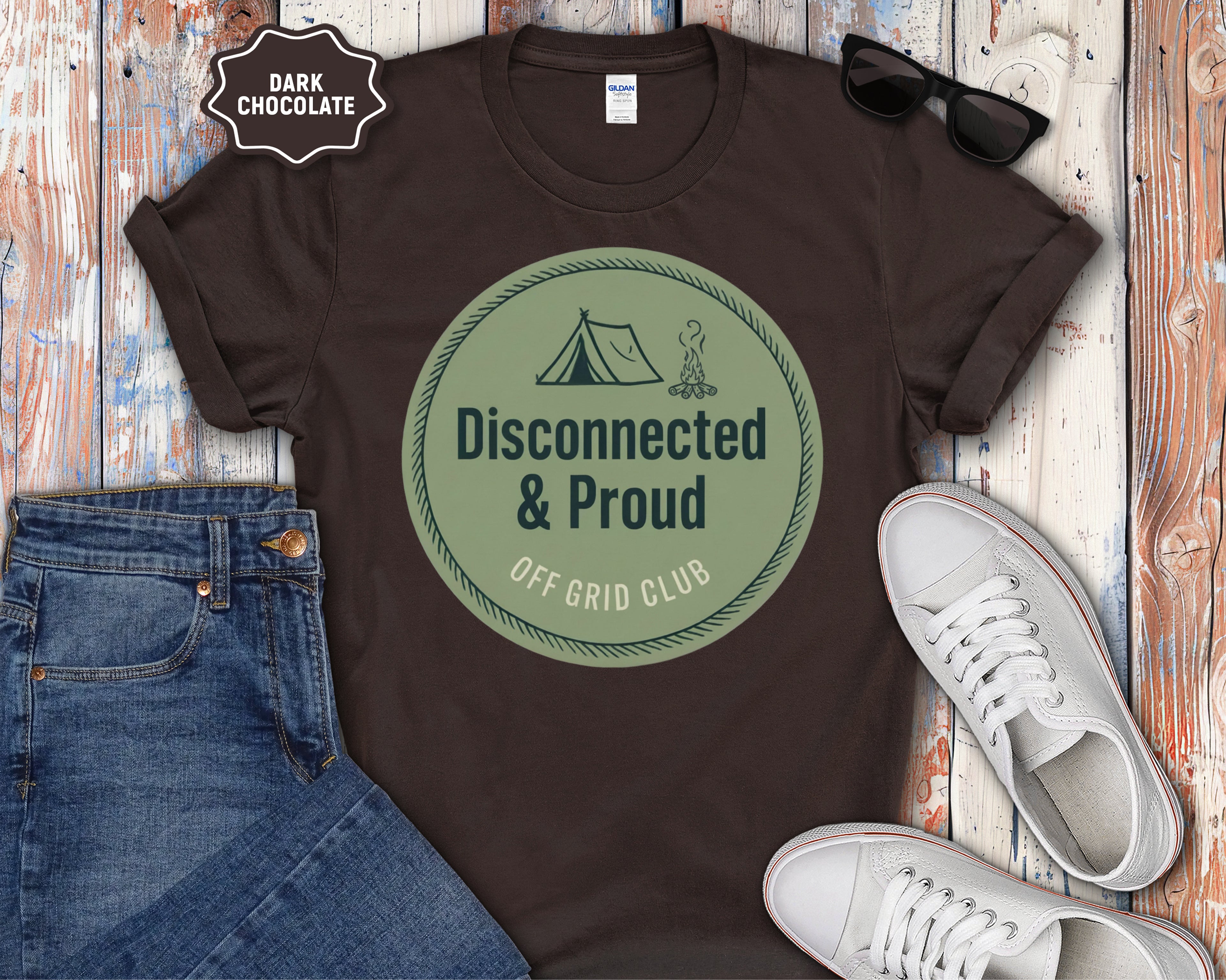 "Disconnected & Proud" Off-Grid Club Camping Tee