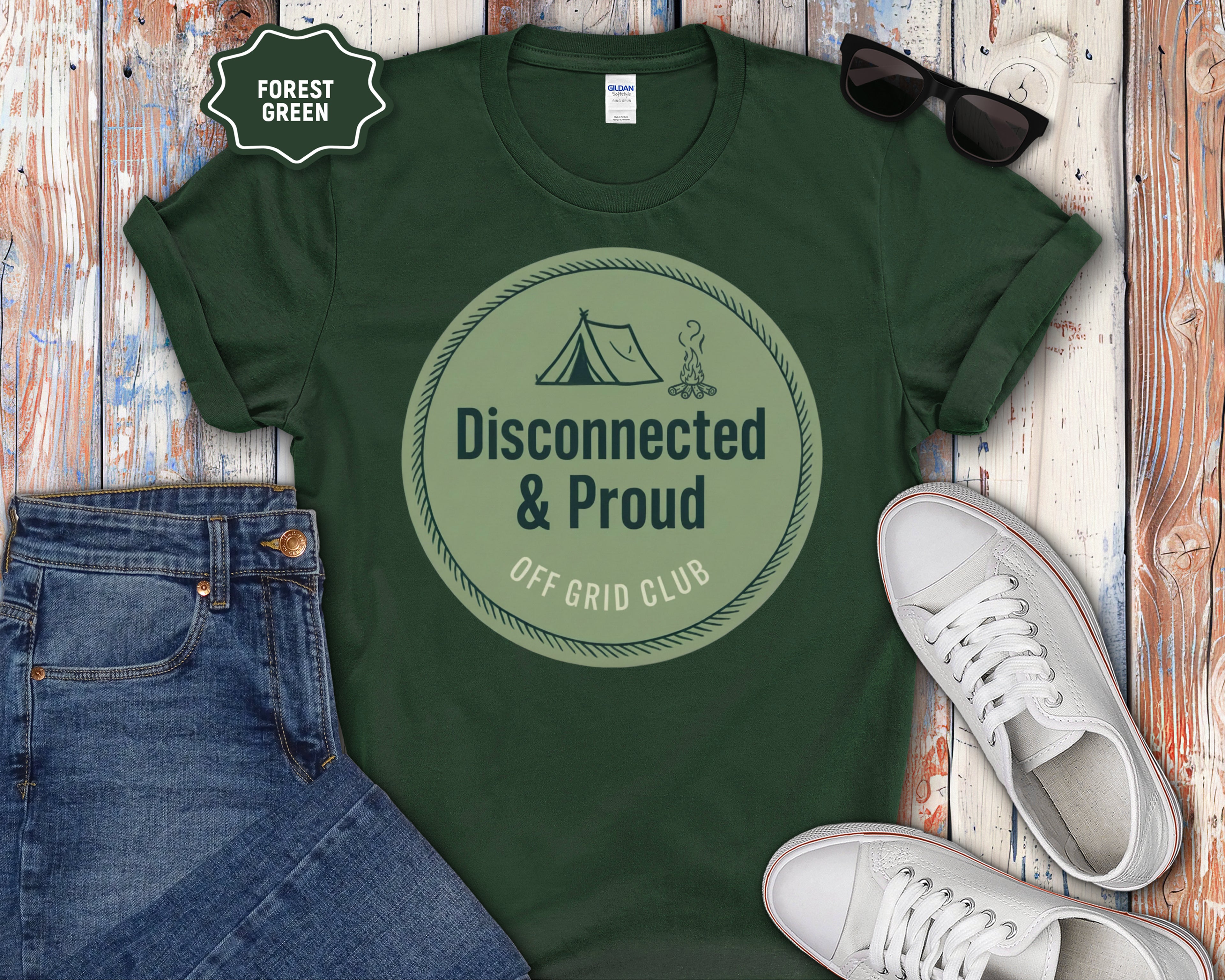 "Disconnected & Proud" Off-Grid Club Camping Tee