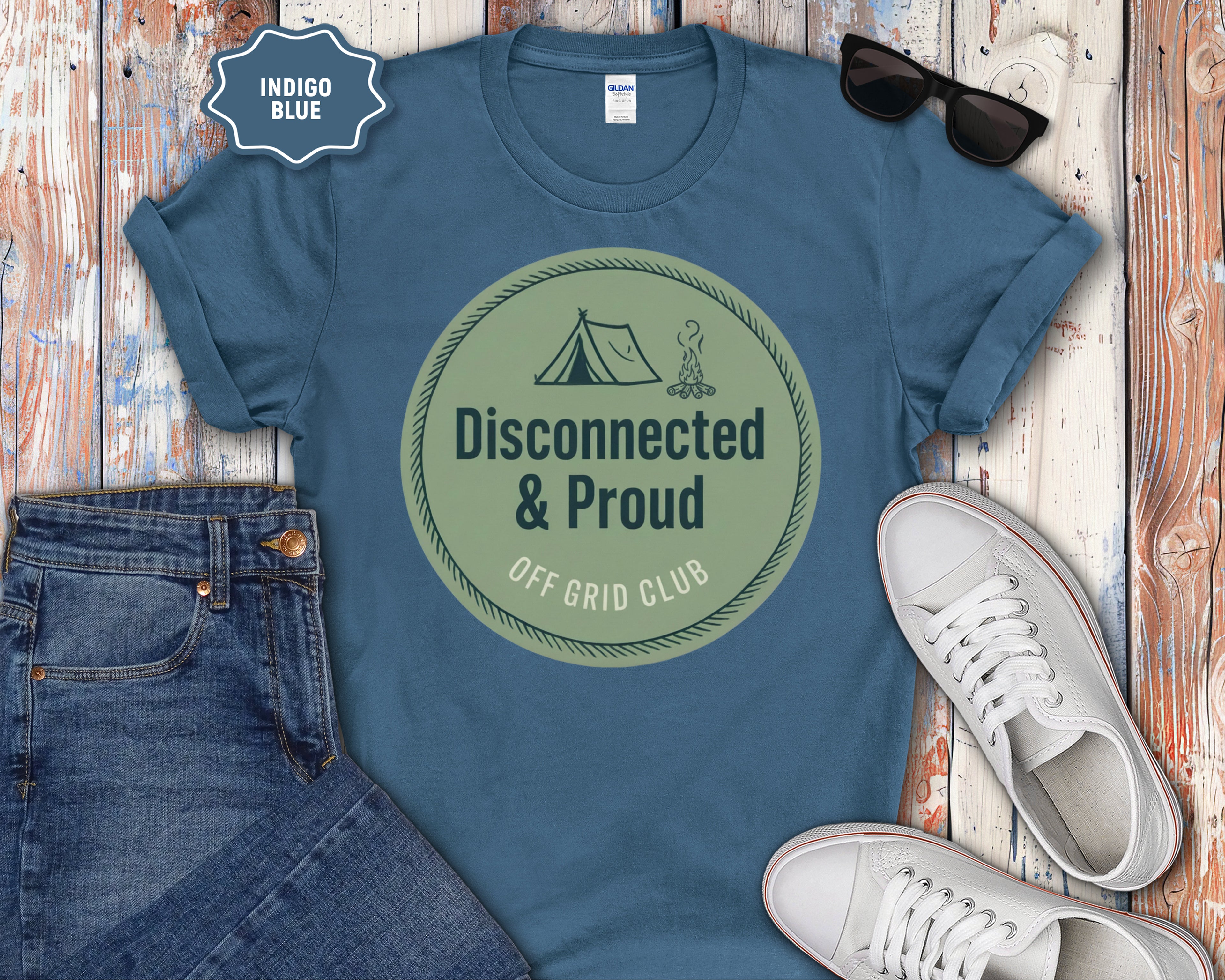 "Disconnected & Proud" Off-Grid Club Camping Tee