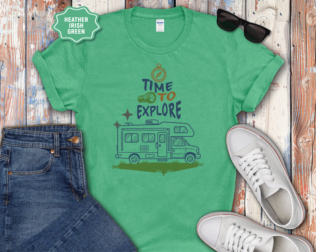 Time to Explore RV Camper T-Shirt | Adventure Campervan Travel Tee