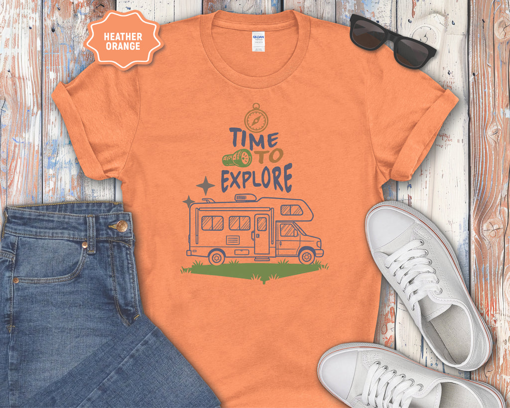 Time to Explore RV Camper T-Shirt | Adventure Campervan Travel Tee