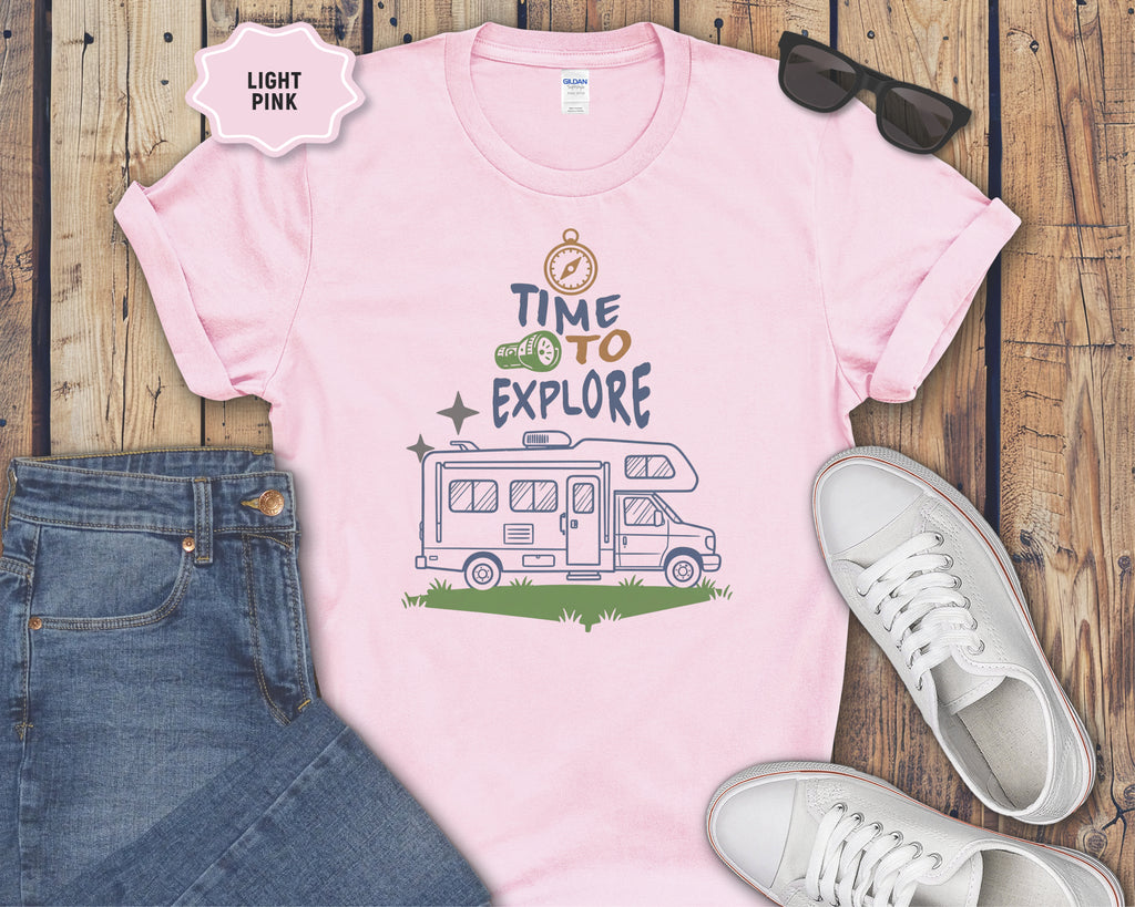Time to Explore RV Camper T-Shirt | Adventure Campervan Travel Tee