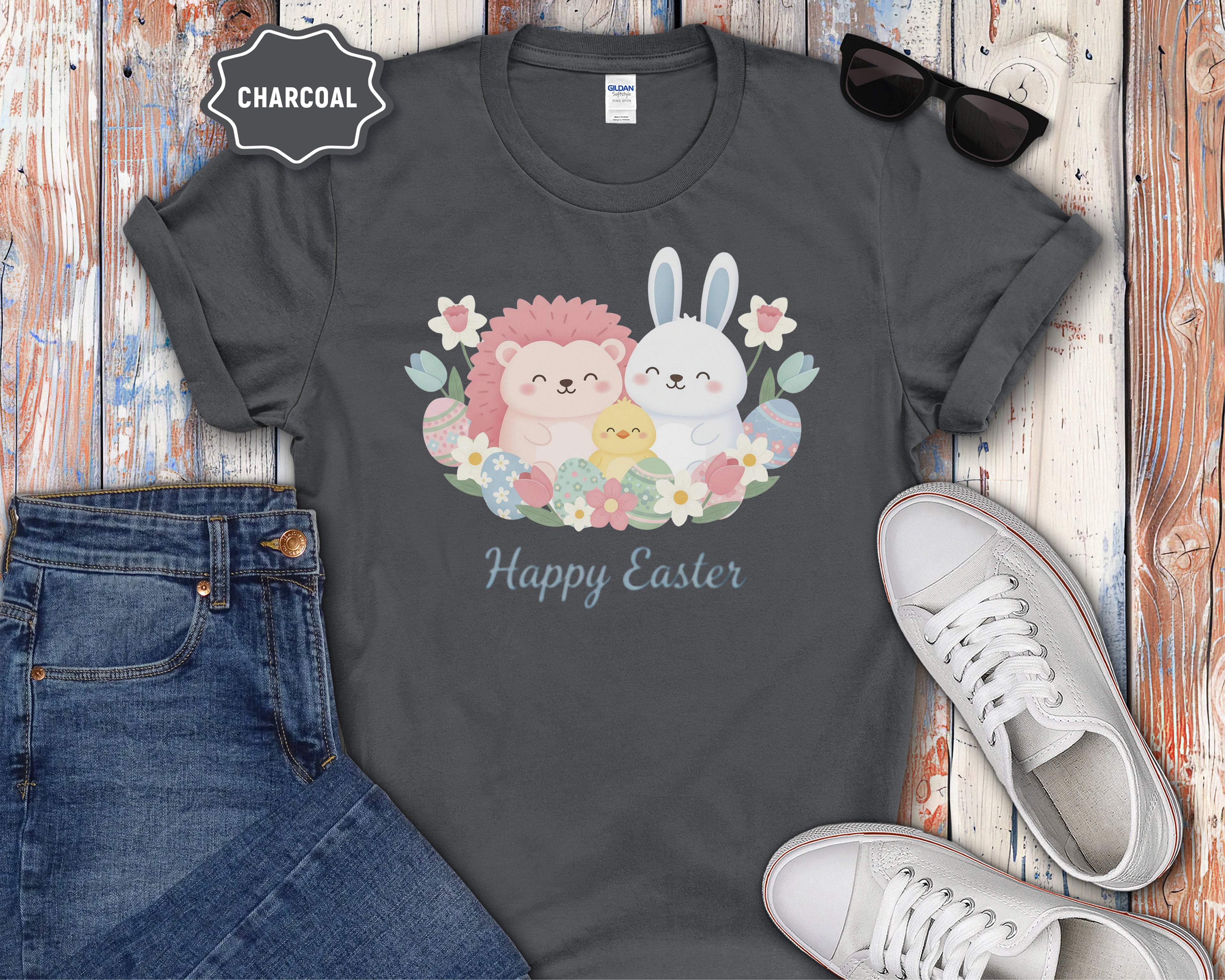 Easter Bunny & Chick Cute Graphic T-Shirt