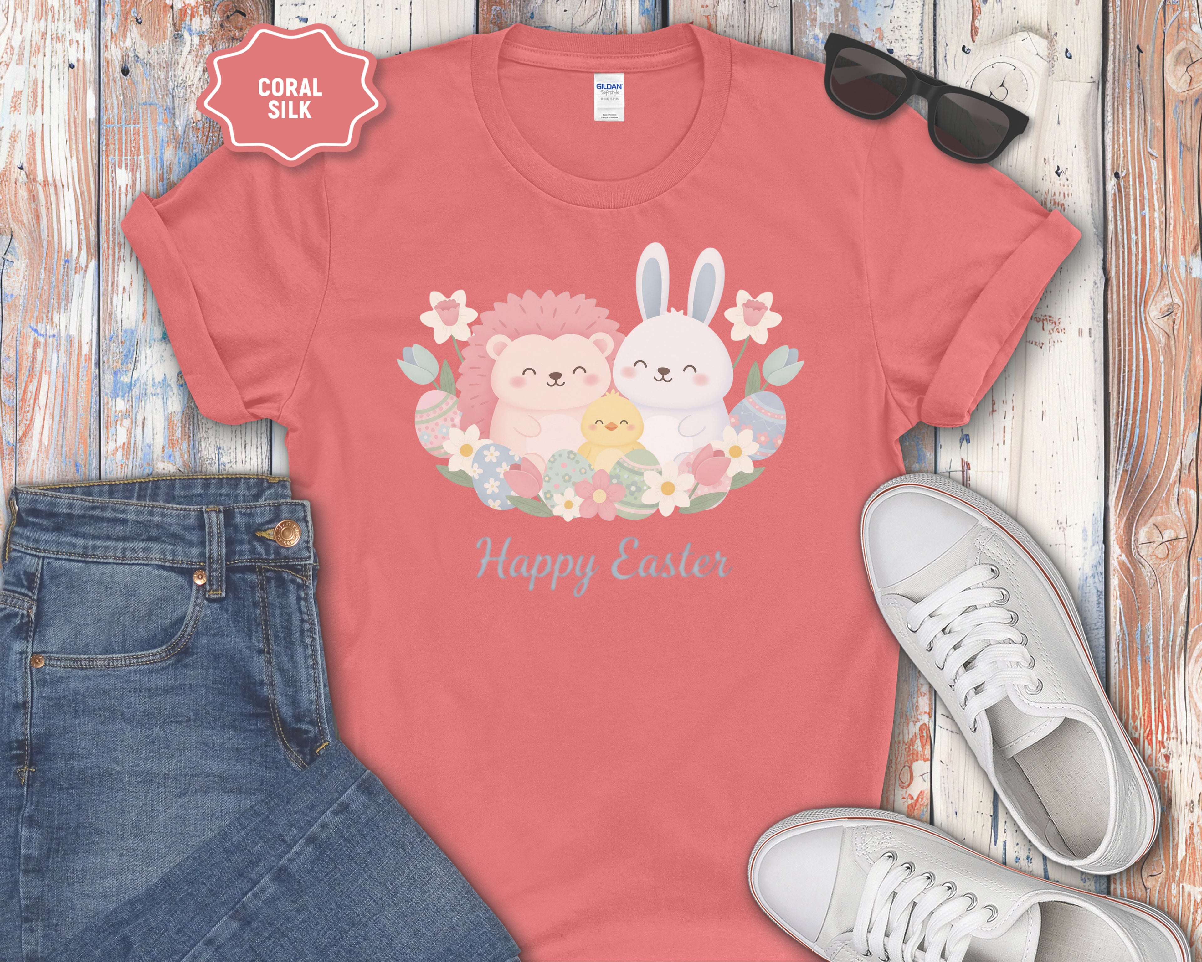 Easter Bunny & Chick Cute Graphic T-Shirt