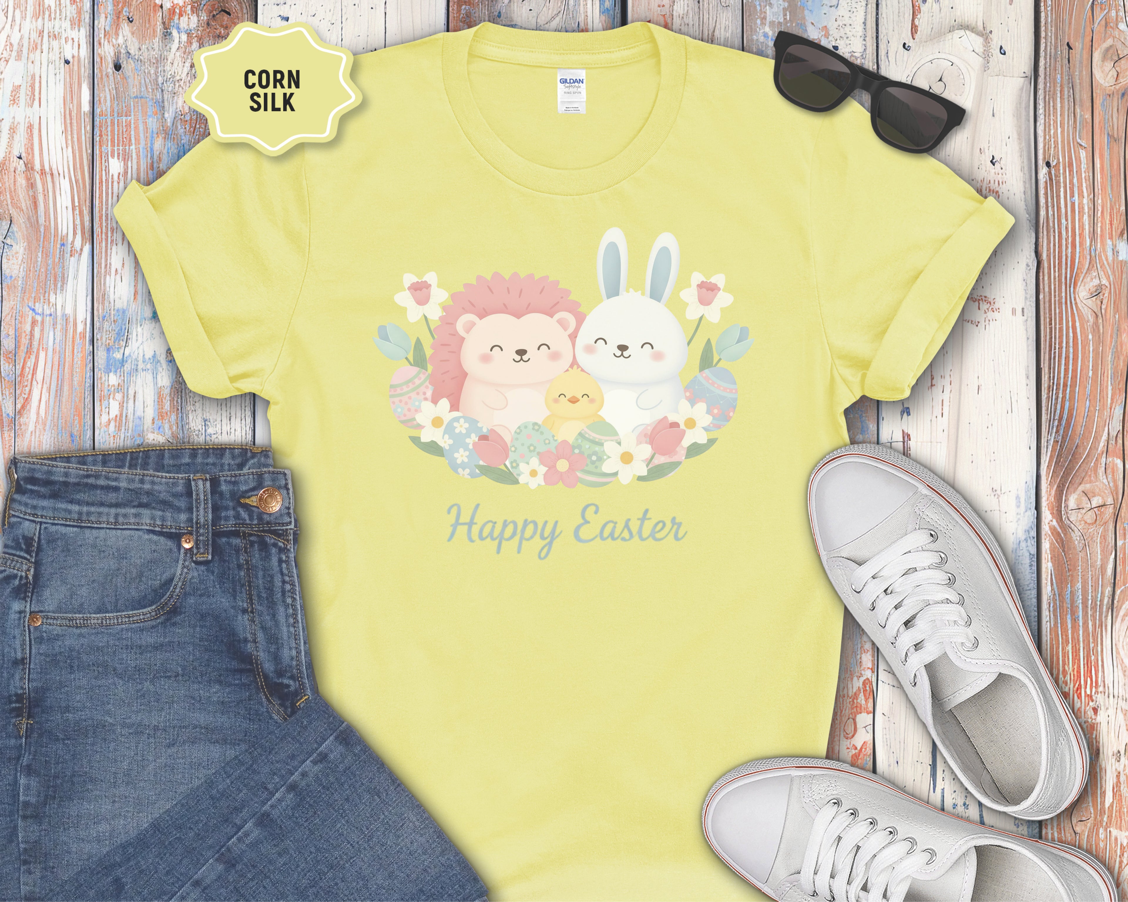 Easter Bunny & Chick Cute Graphic T-Shirt