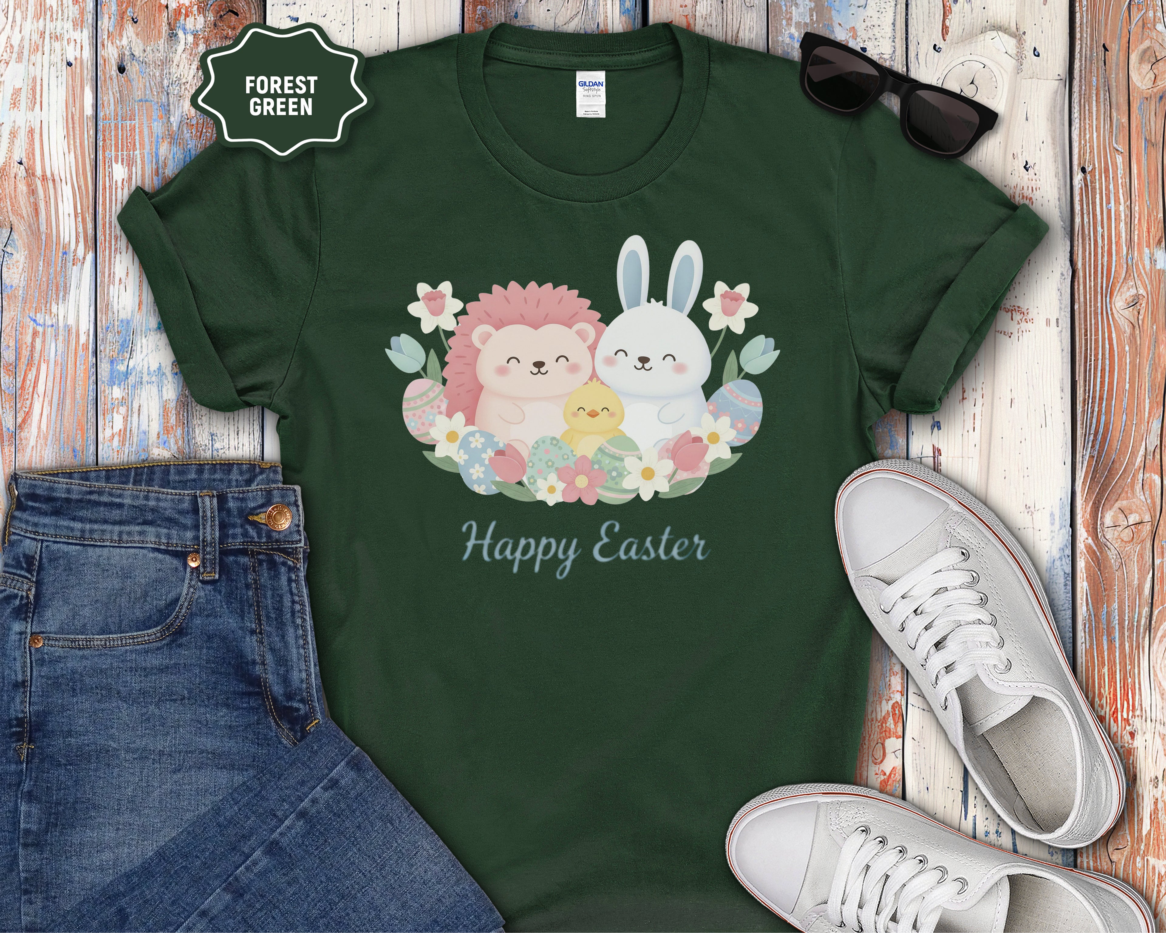 Easter Bunny & Chick Cute Graphic T-Shirt