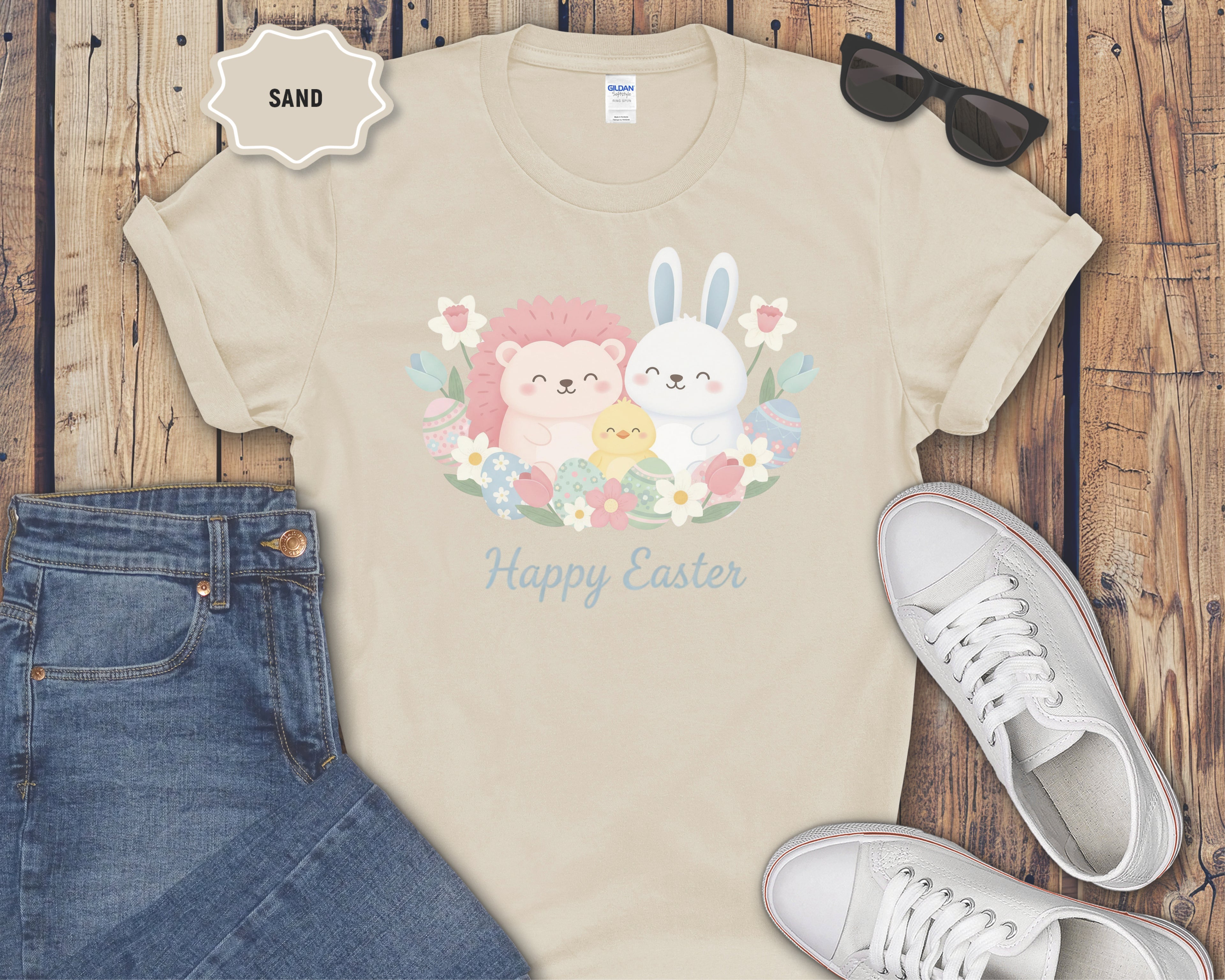 Easter Bunny & Chick Cute Graphic T-Shirt