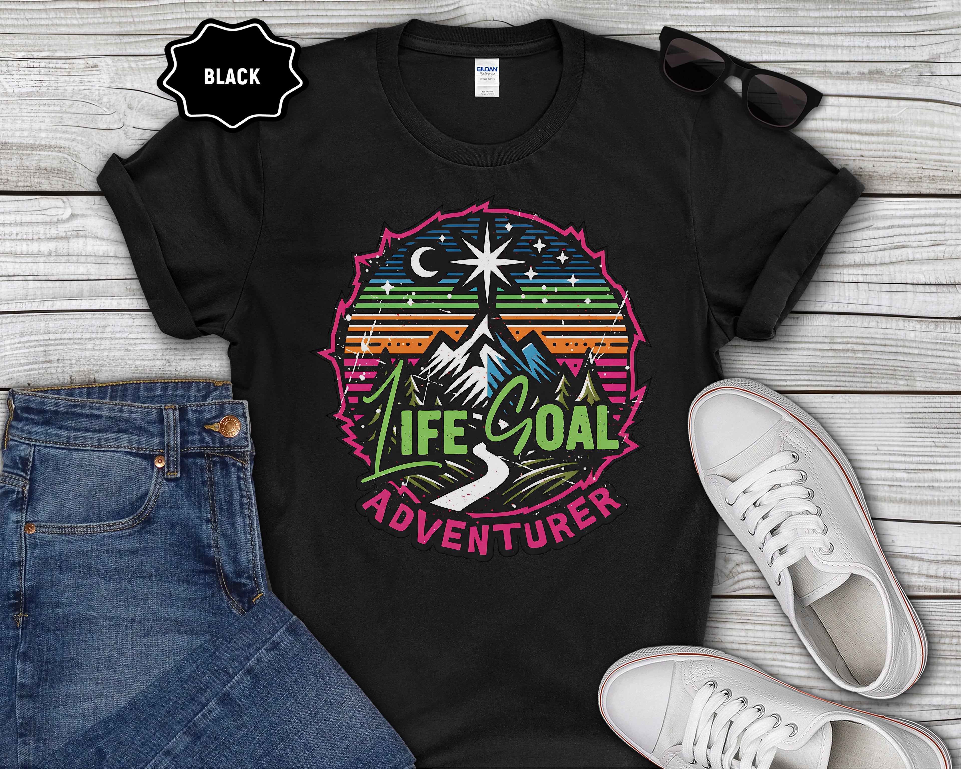 Life Goal Adventurer Camping Hiking Mountain T-Shirt