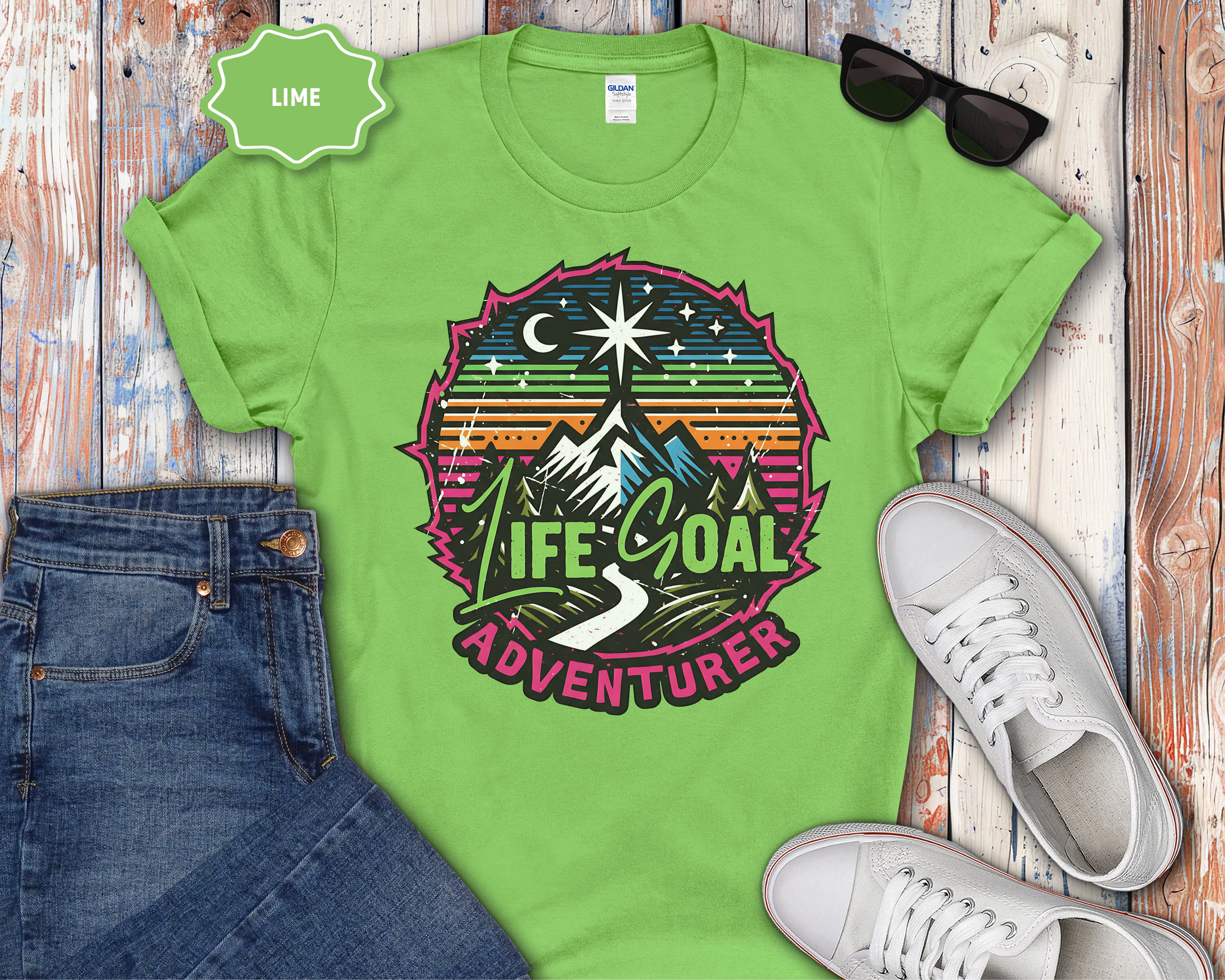 Life Goal Adventurer Camping Hiking Mountain T-Shirt