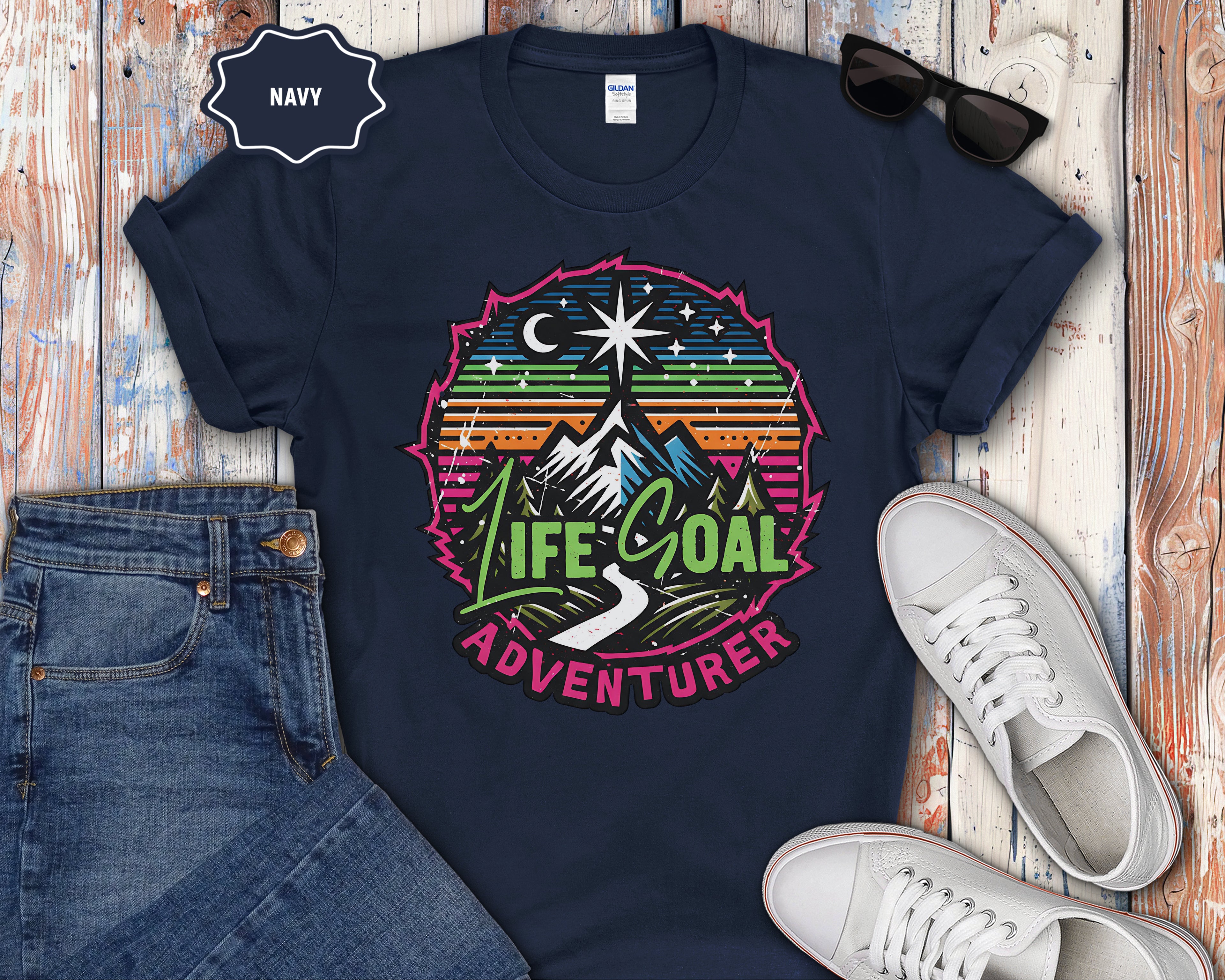 Life Goal Adventurer Camping Hiking Mountain T-Shirt