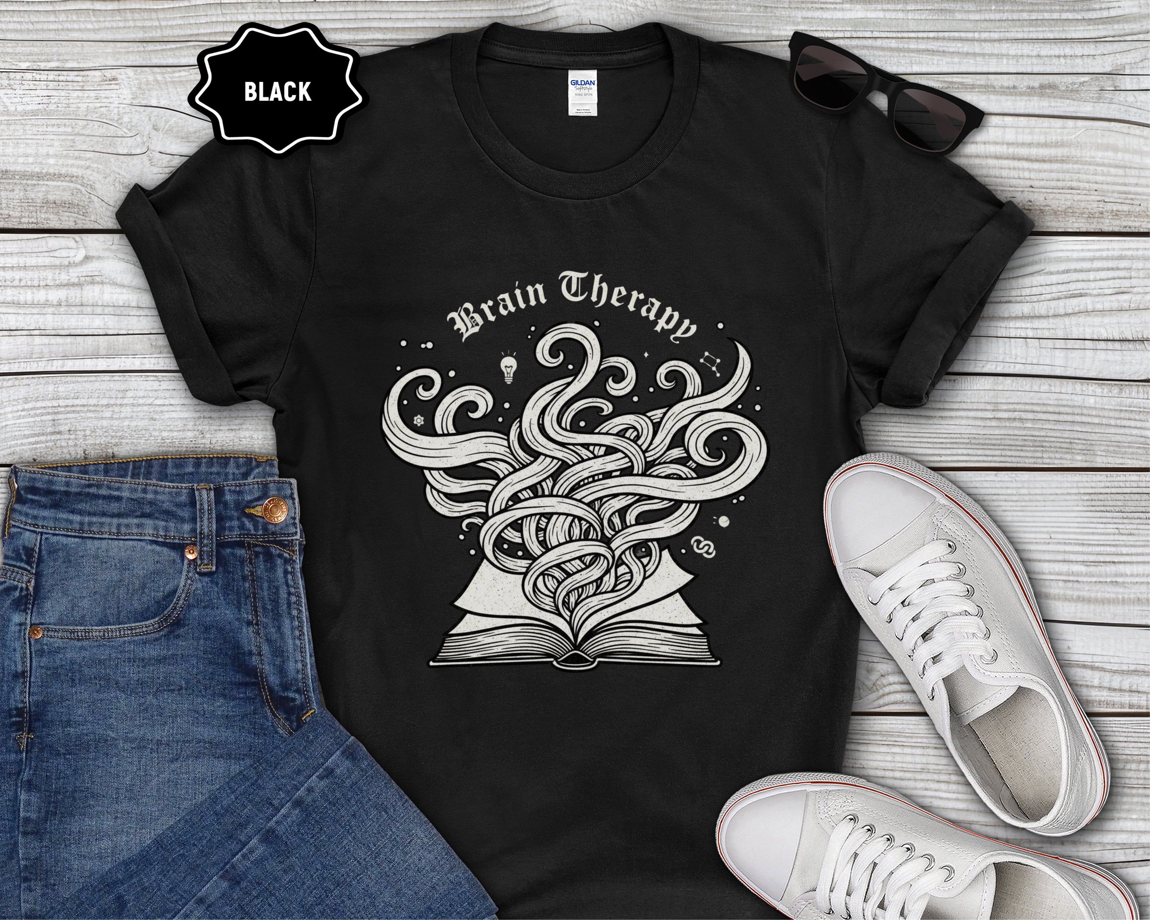 Brain Therapy Book Illustration T-Shirt