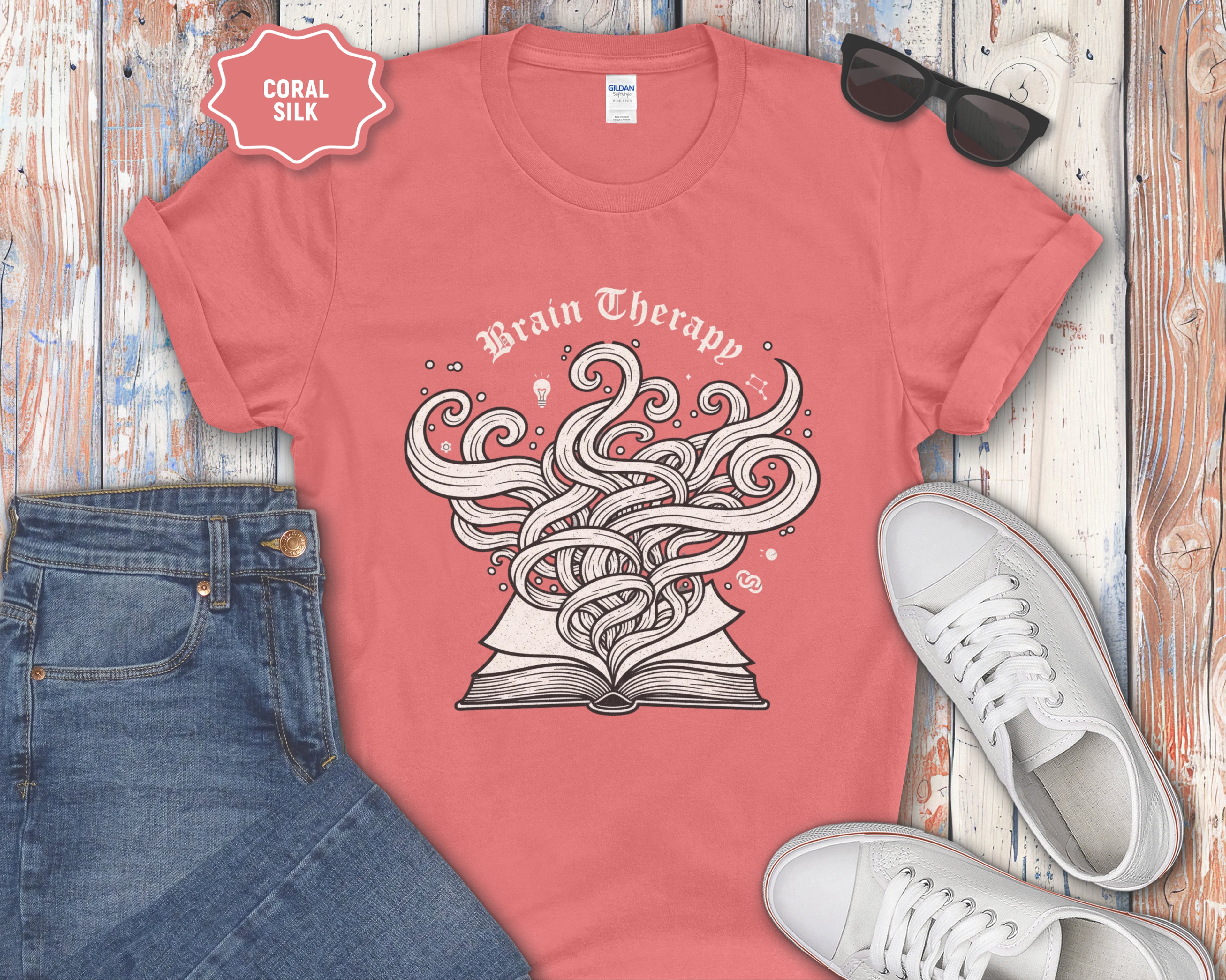 Brain Therapy Book Illustration T-Shirt