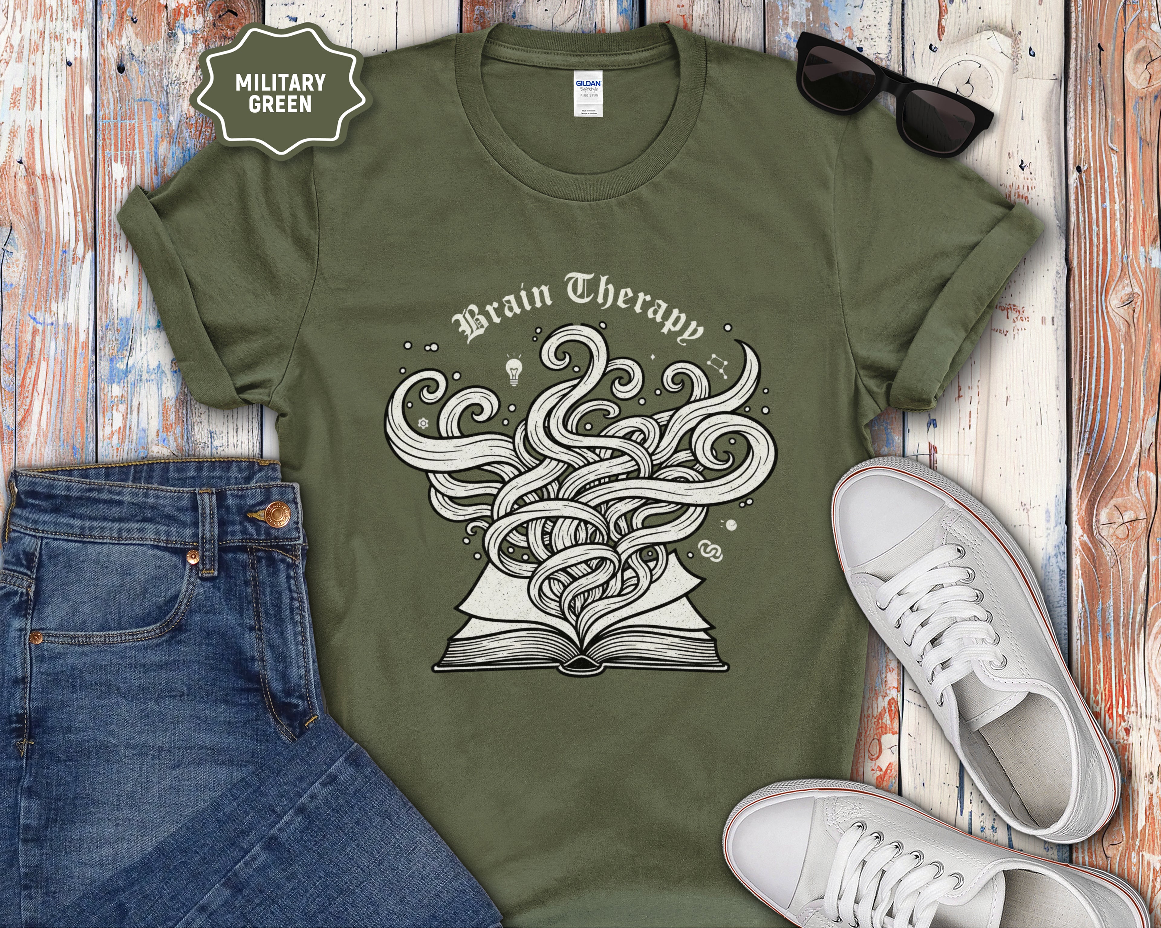 Brain Therapy Book Illustration T-Shirt