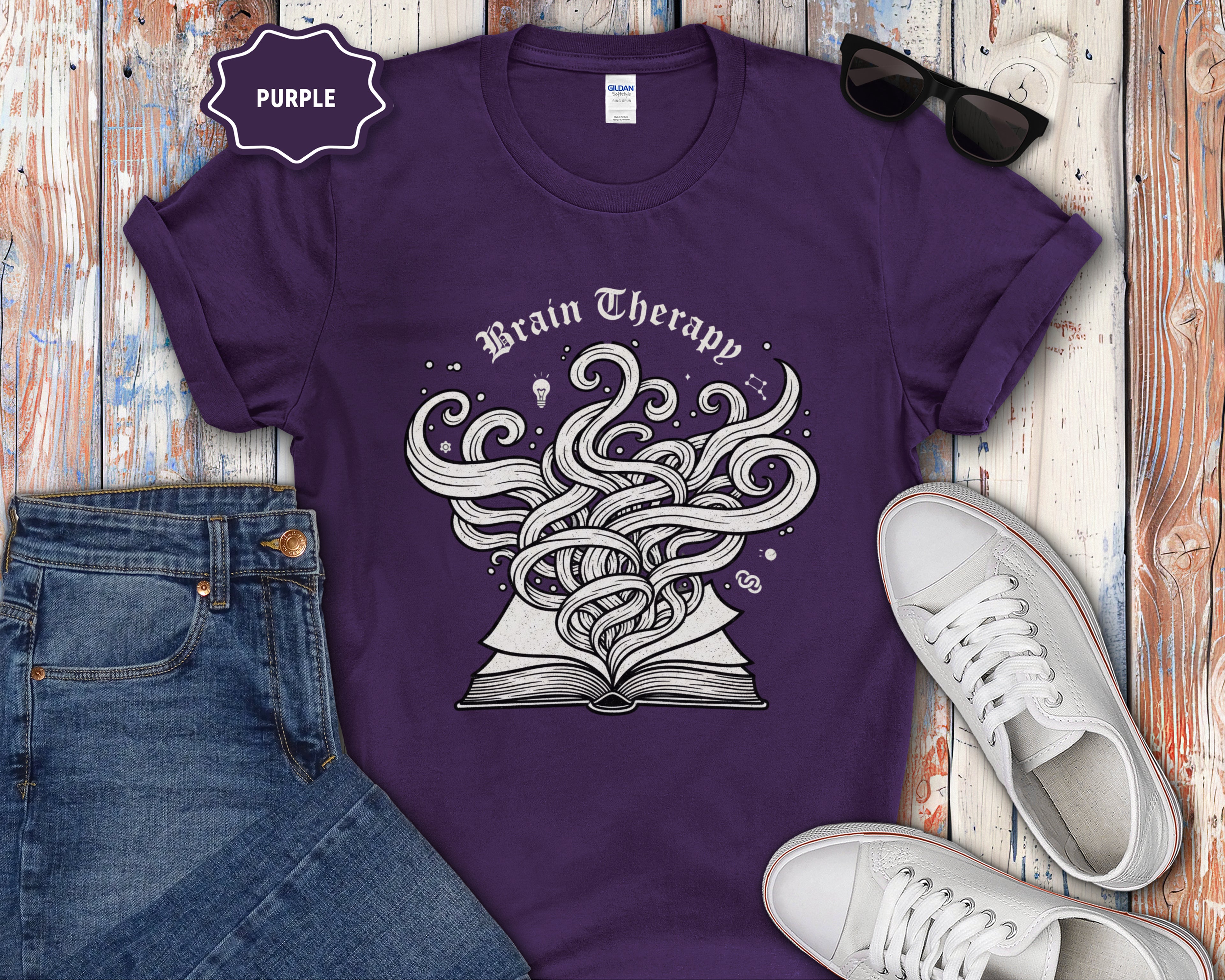 Brain Therapy Book Illustration T-Shirt