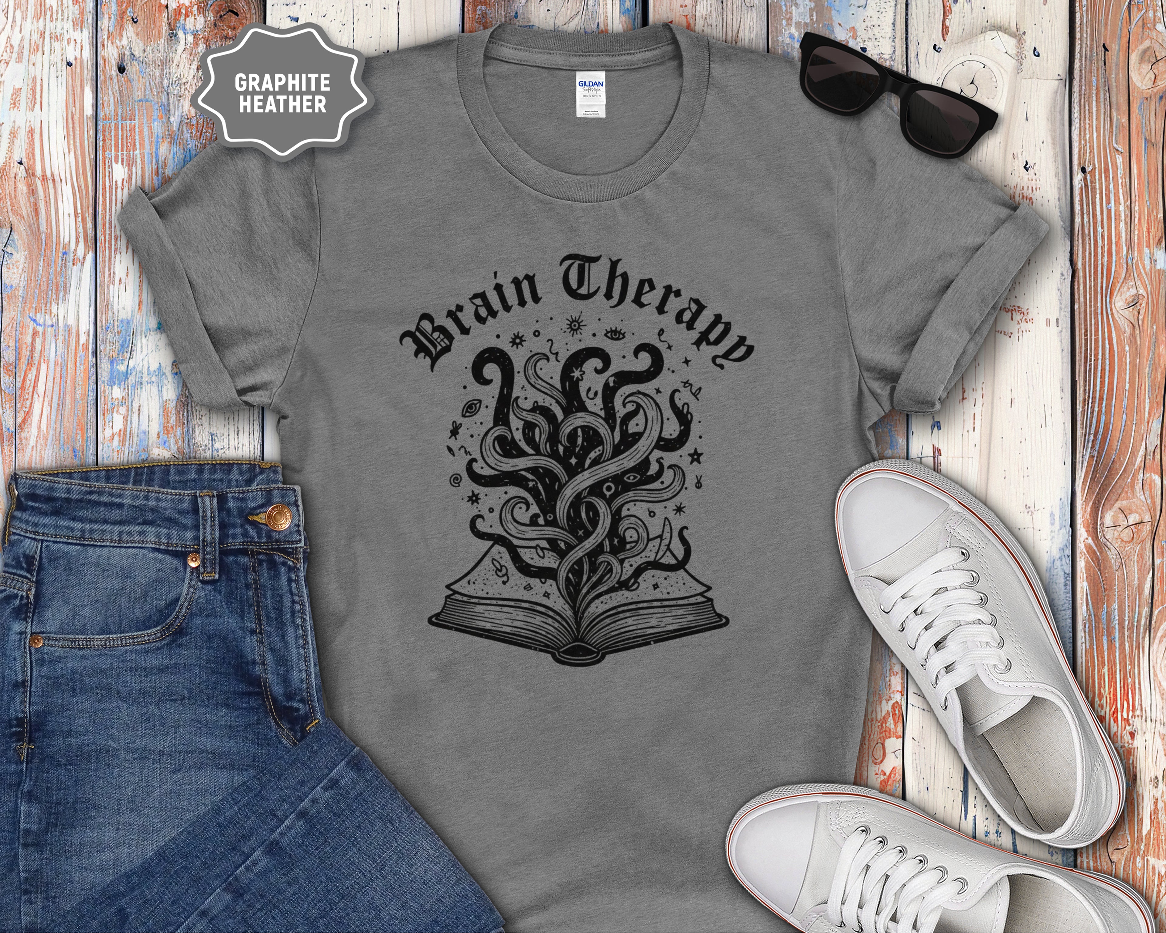 Brain Therapy Book Illustration T-Shirt