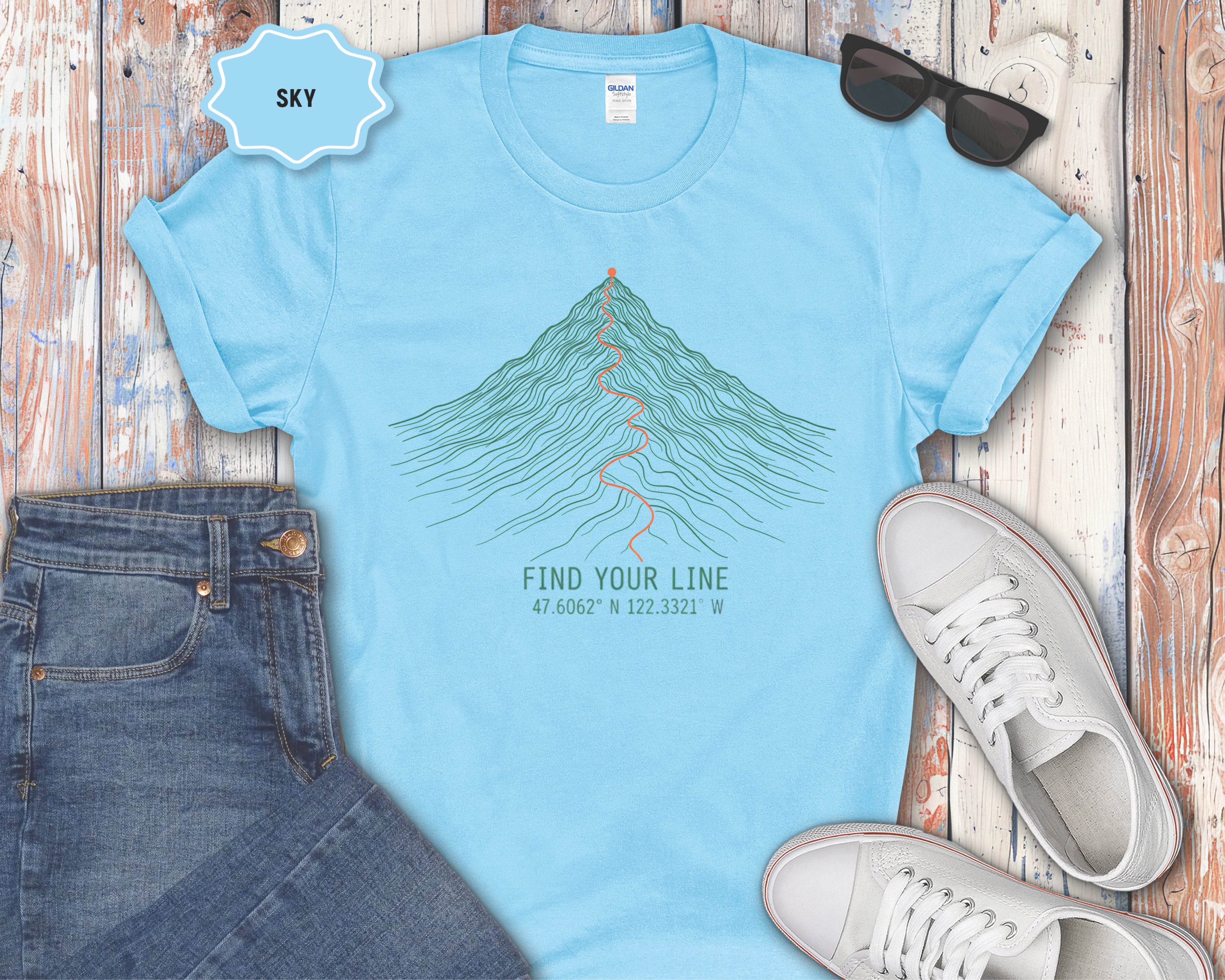 "Find Your Line" Inspirational Outdoor Tee