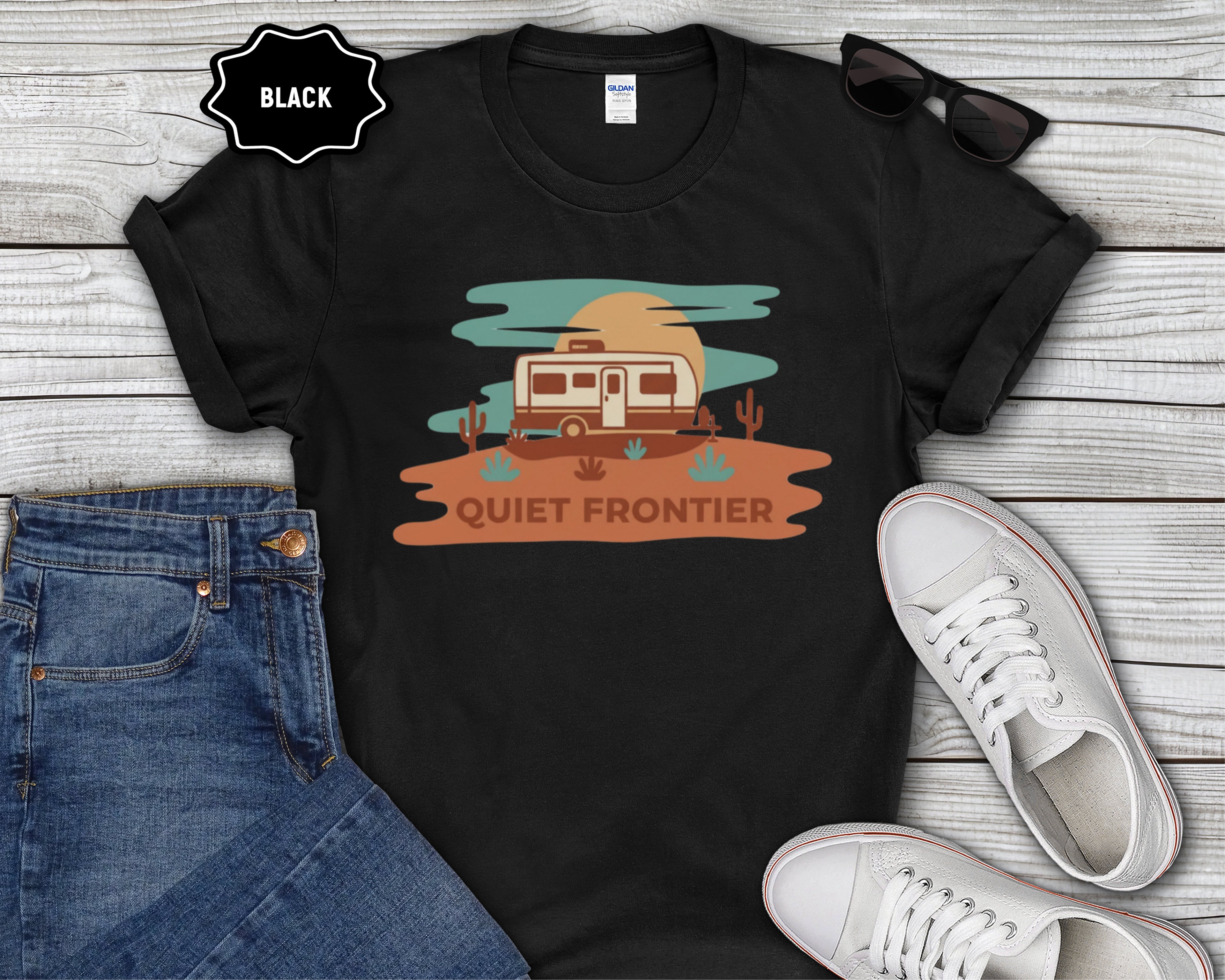 Quiet Frontier Retro Camper T-Shirt