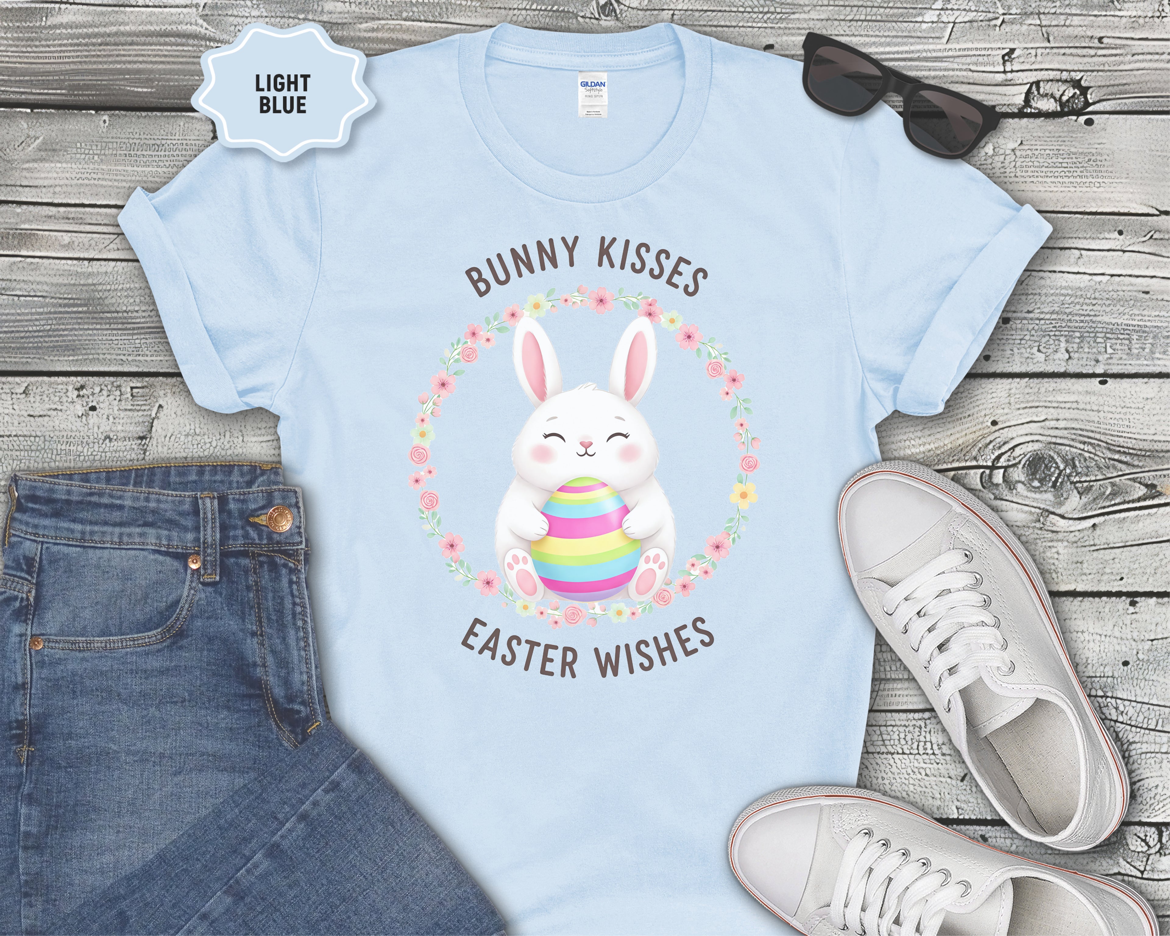'Bunny Kisses, Easter Wishes' Cute Spring Tee
