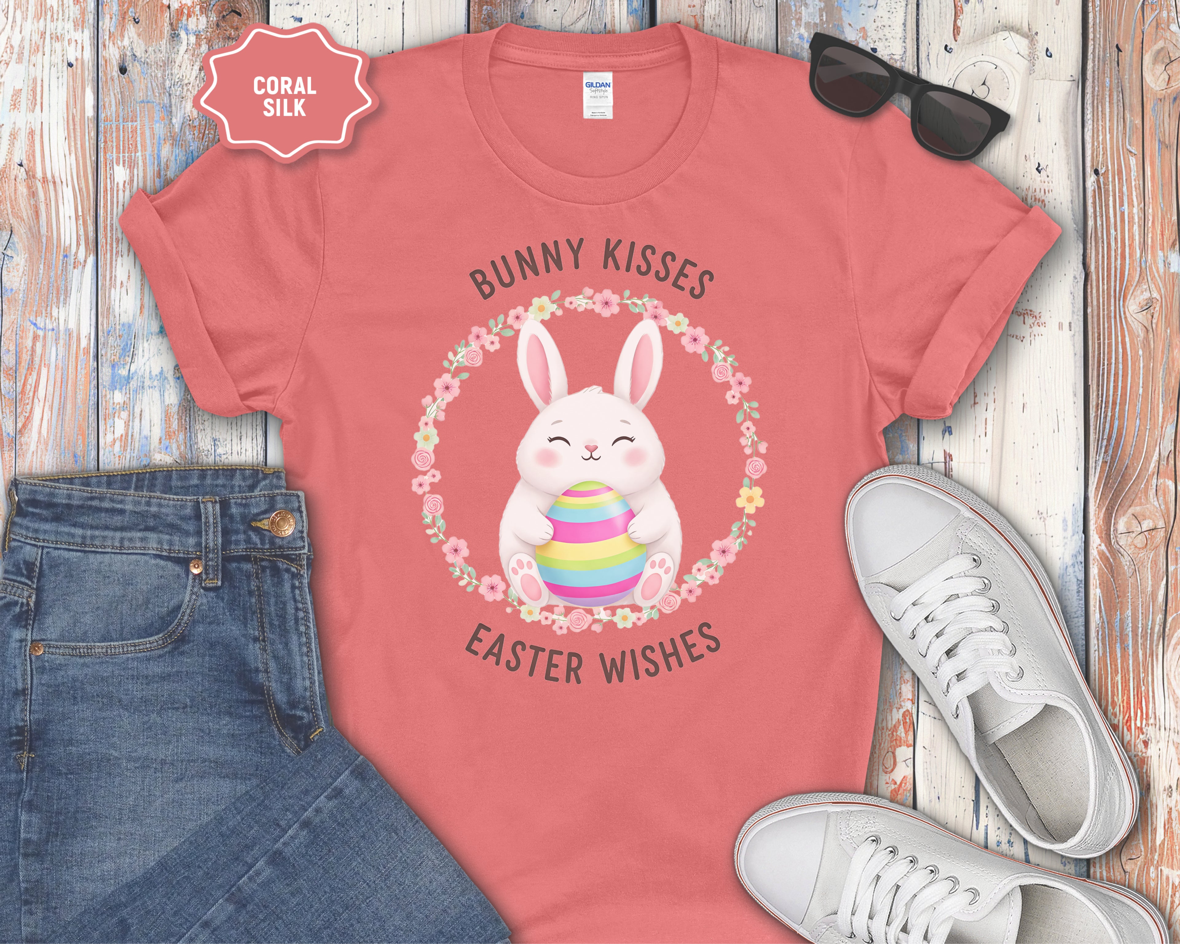 'Bunny Kisses, Easter Wishes' Cute Spring Tee