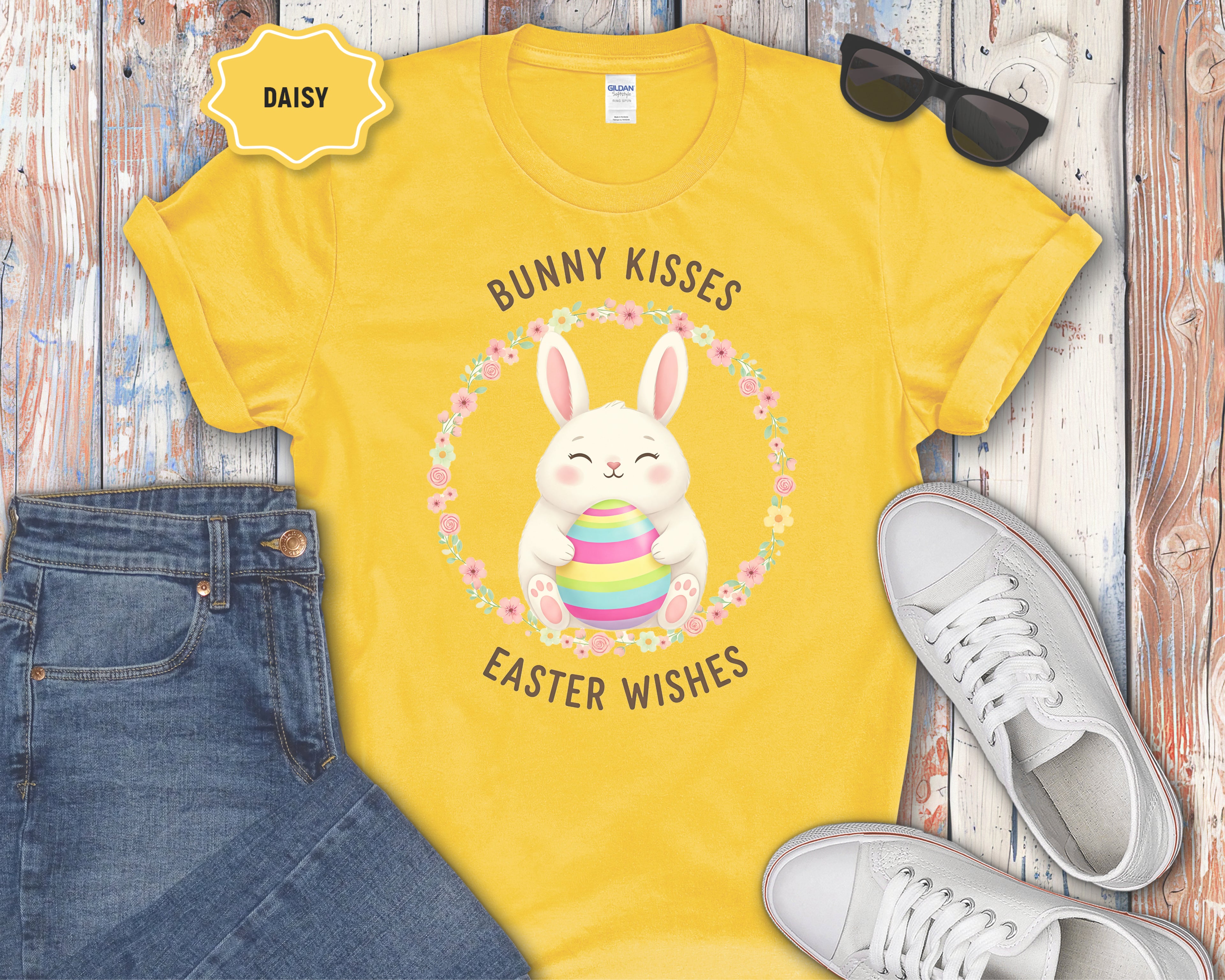 'Bunny Kisses, Easter Wishes' Cute Spring Tee
