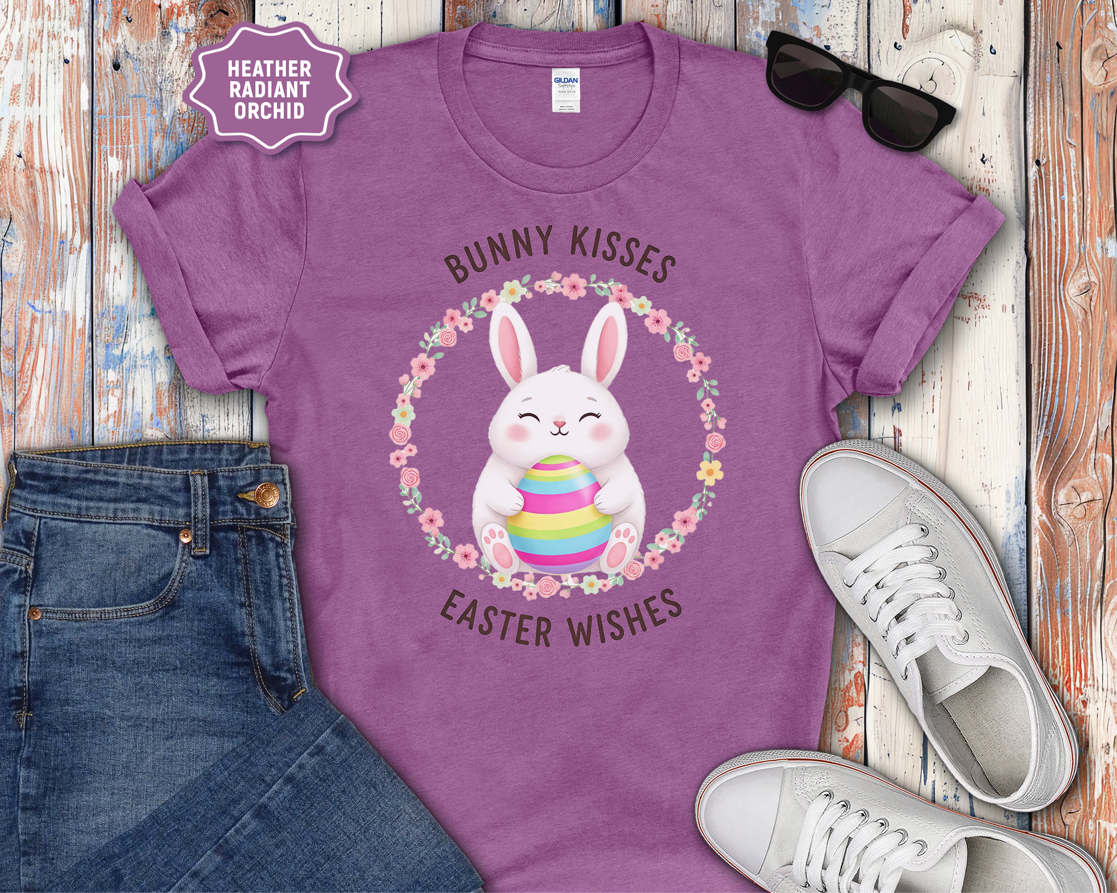 'Bunny Kisses, Easter Wishes' Cute Spring Tee