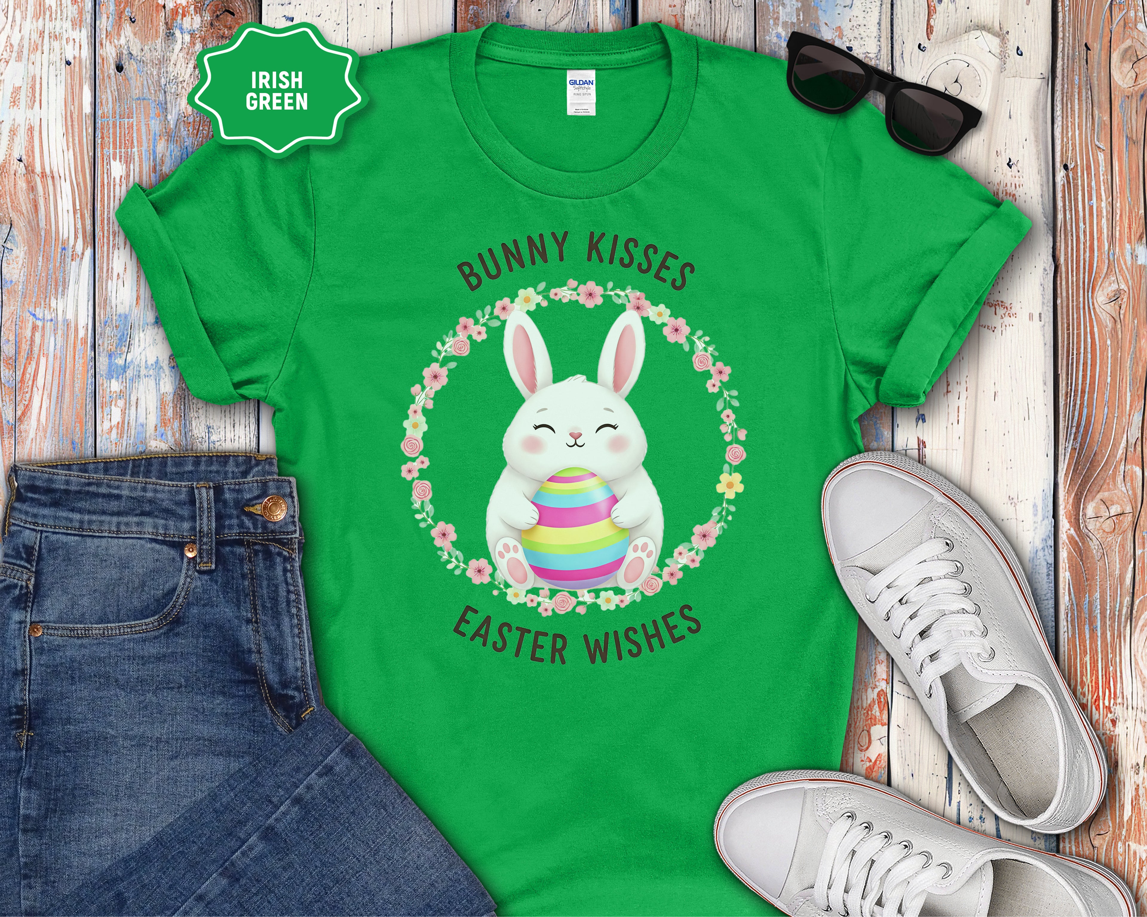 'Bunny Kisses, Easter Wishes' Cute Spring Tee