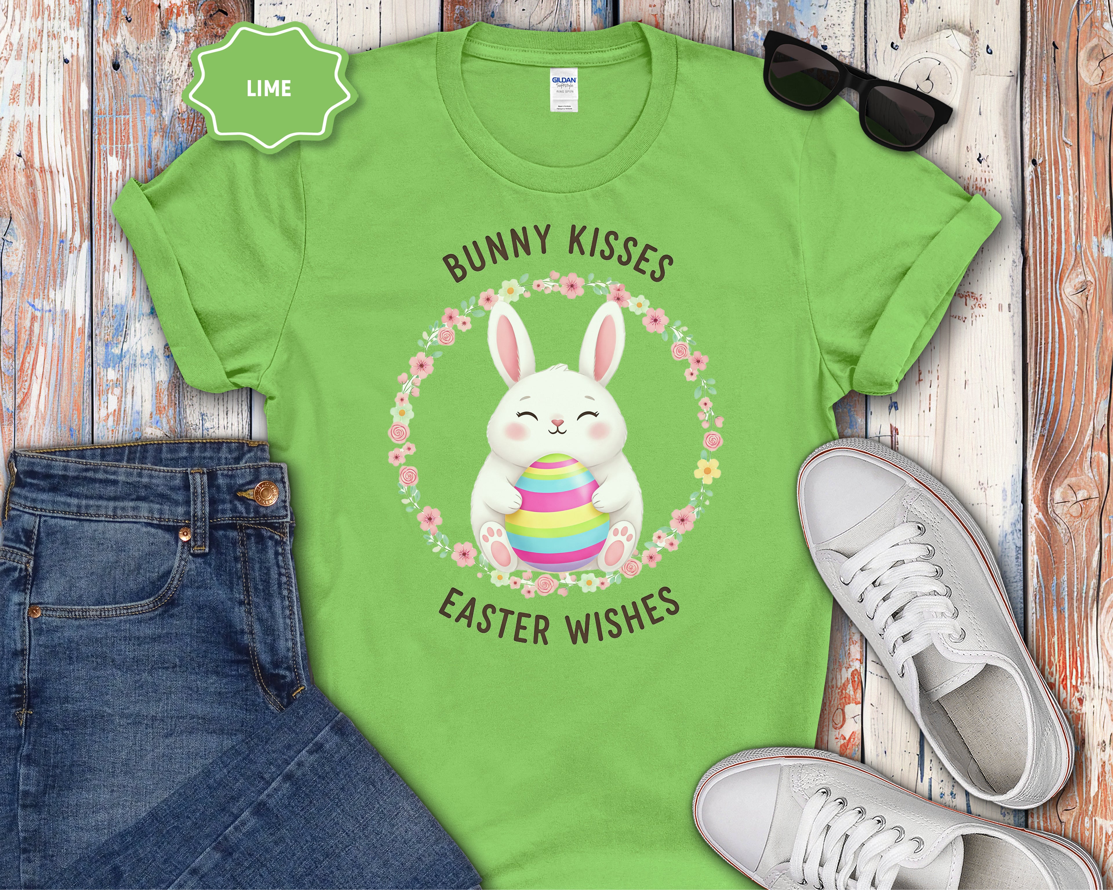 'Bunny Kisses, Easter Wishes' Cute Spring Tee