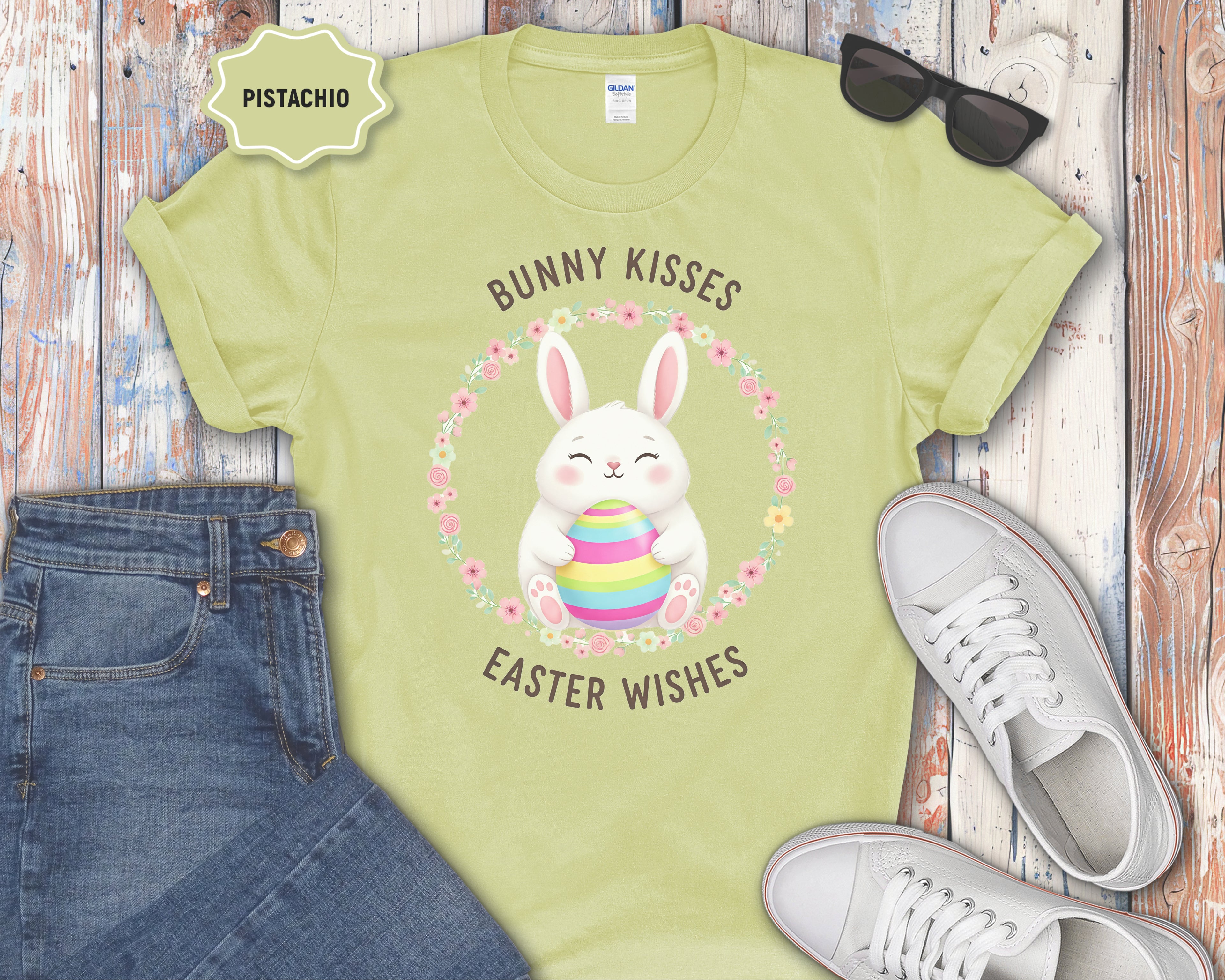 'Bunny Kisses, Easter Wishes' Cute Spring Tee