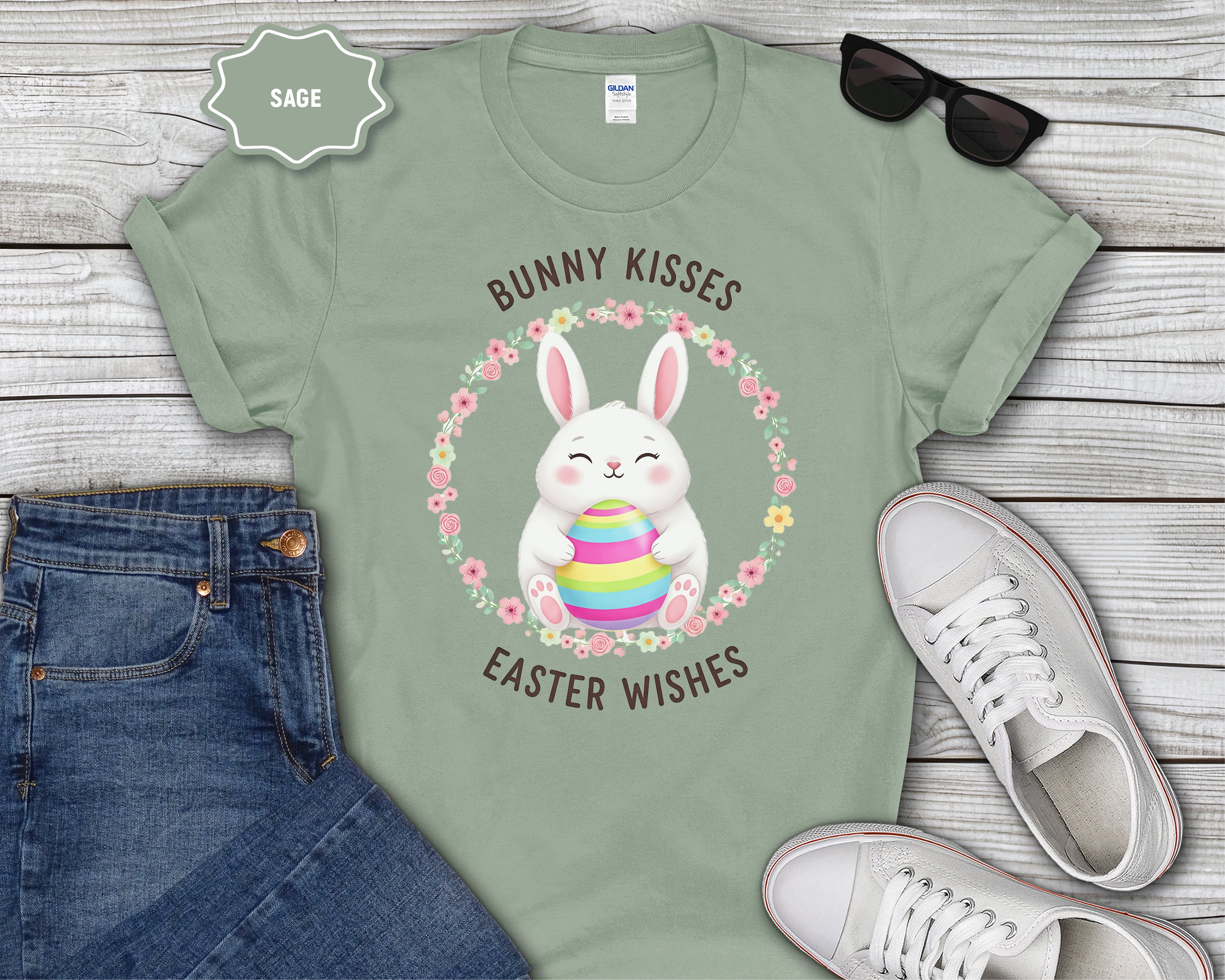'Bunny Kisses, Easter Wishes' Cute Spring Tee
